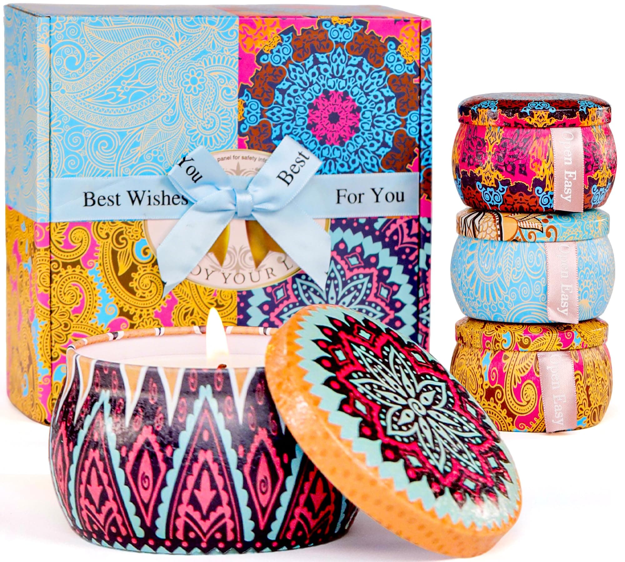 Candle Gift Set for Women, 4 Pack Long Lasting Lavender Scented Soy Candles, Aromatherapy Candles for Home Relaxation, Ideal Gift for Birthday, Thanksgiving, Mother's Day, Valentine's Day