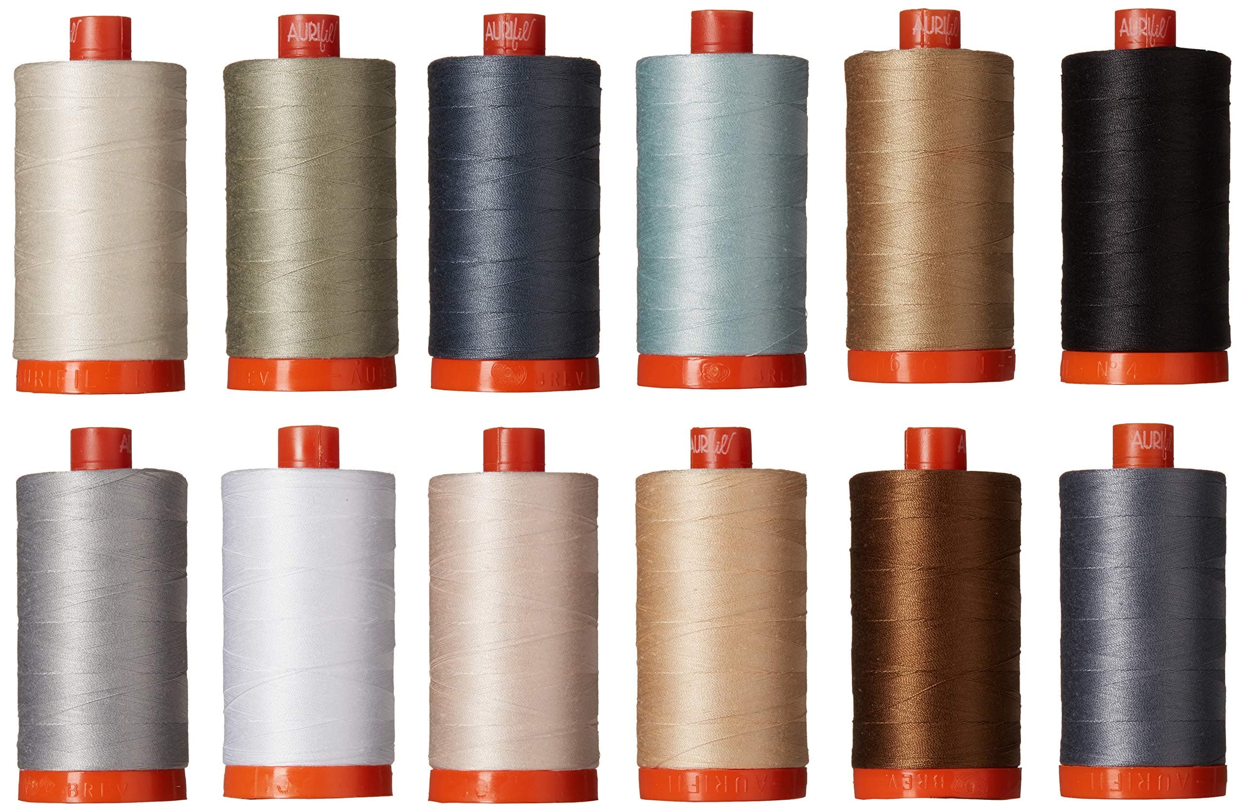 Christa Quilts Piece and Quilt Neutrals Aurifil Thread Kit 12 Large Spools 50 Weight CW50PQN12