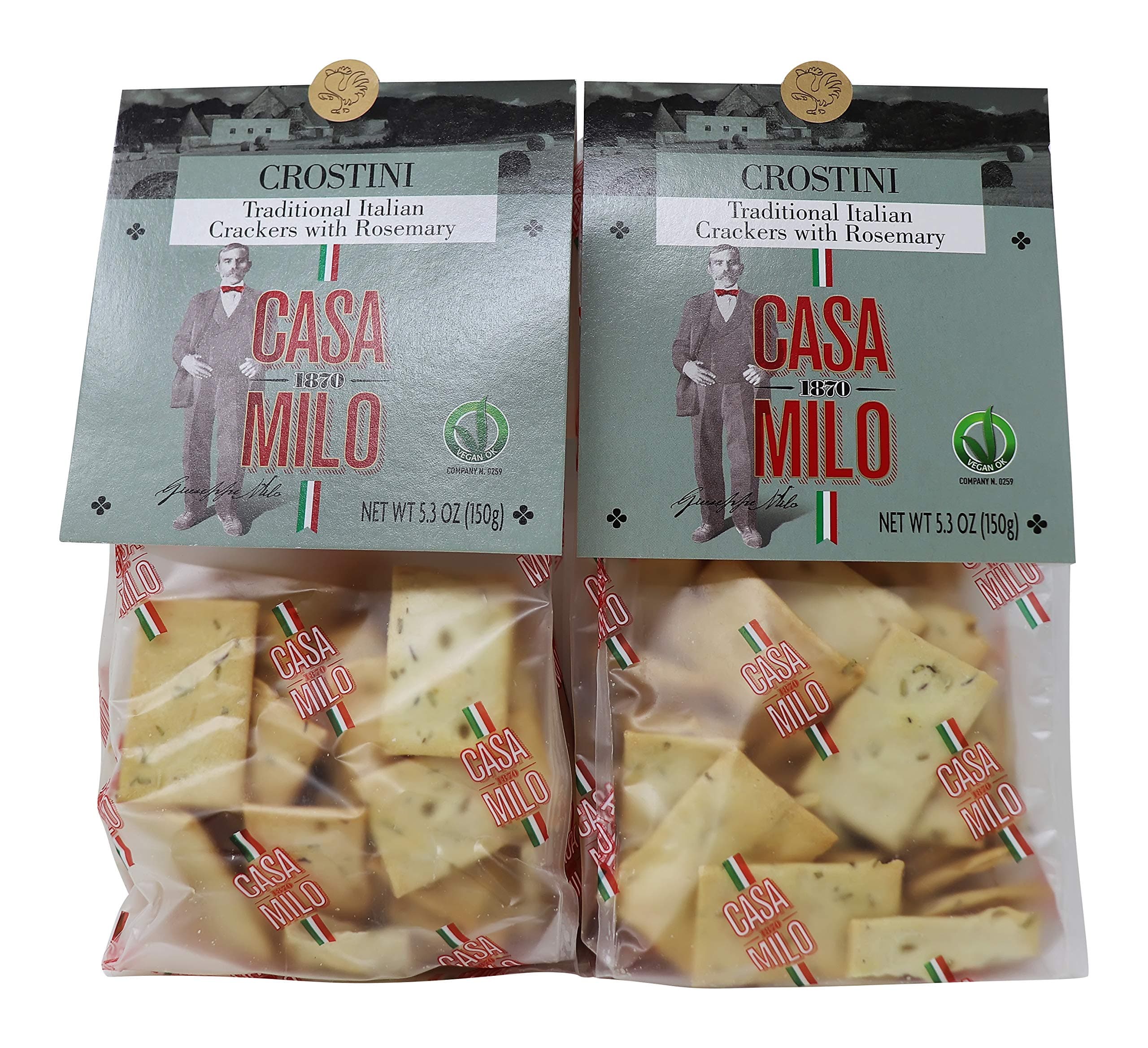 Casa Milo- Crostini Traditional All Natural Italian Crackers with Rosemary