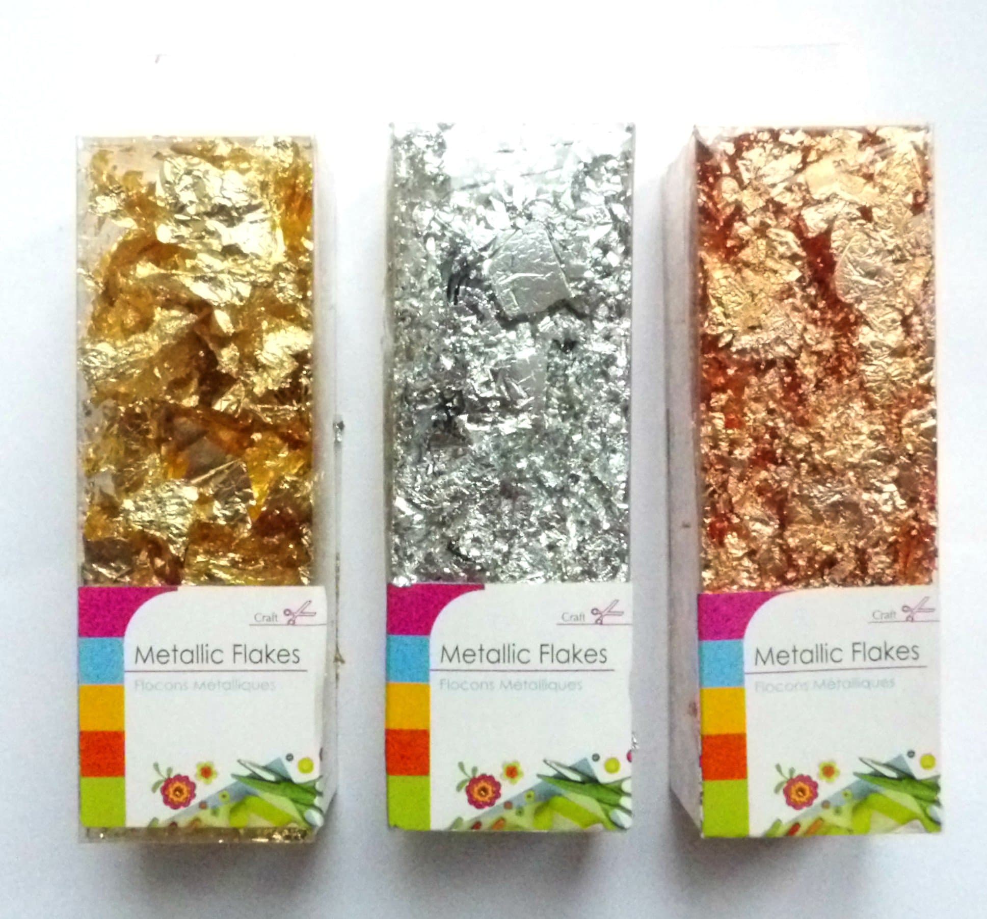 Gold Leaf, Copper and Silver Gilding Metallic Flakes x 3 Packs