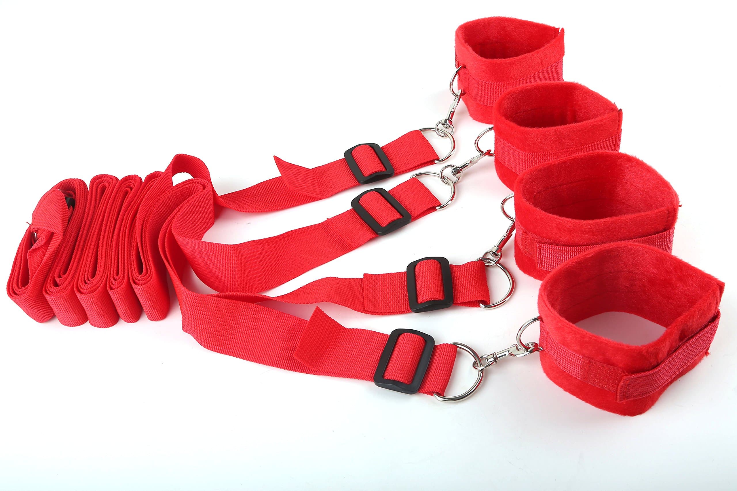 Restraint System kit Adjustable Under The Bed, fits Almost Any Size Mattress, Adjustable Soft and Comfortable Cuffs for Leg,Ankles and Wrist.