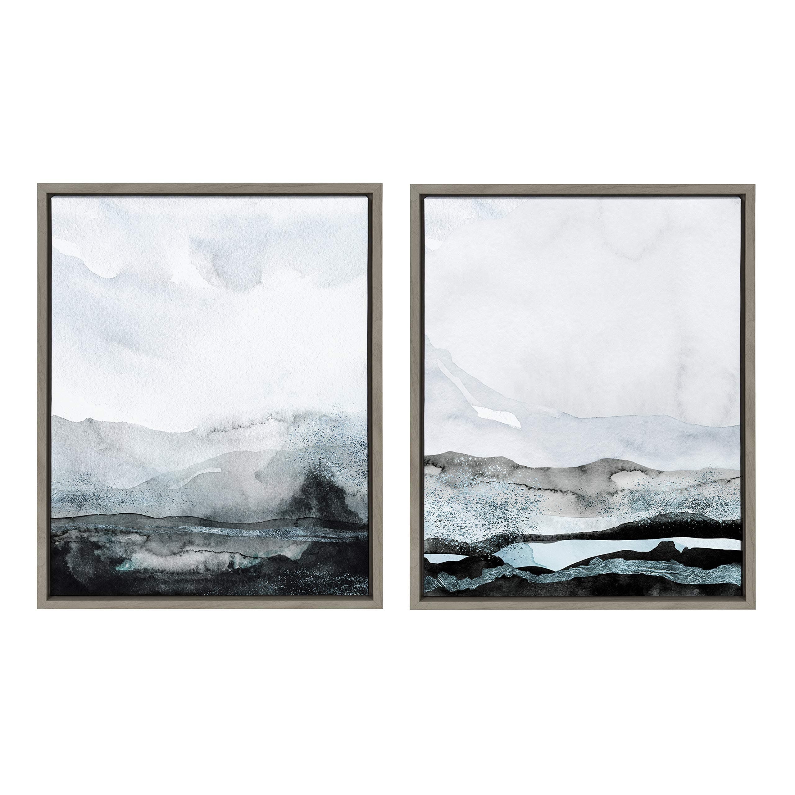 Kate and Laurel Blue Layers Framed Canvas by Maja Mitrovic of Makes My Day Happy, Grey, 2 Piece 18x24