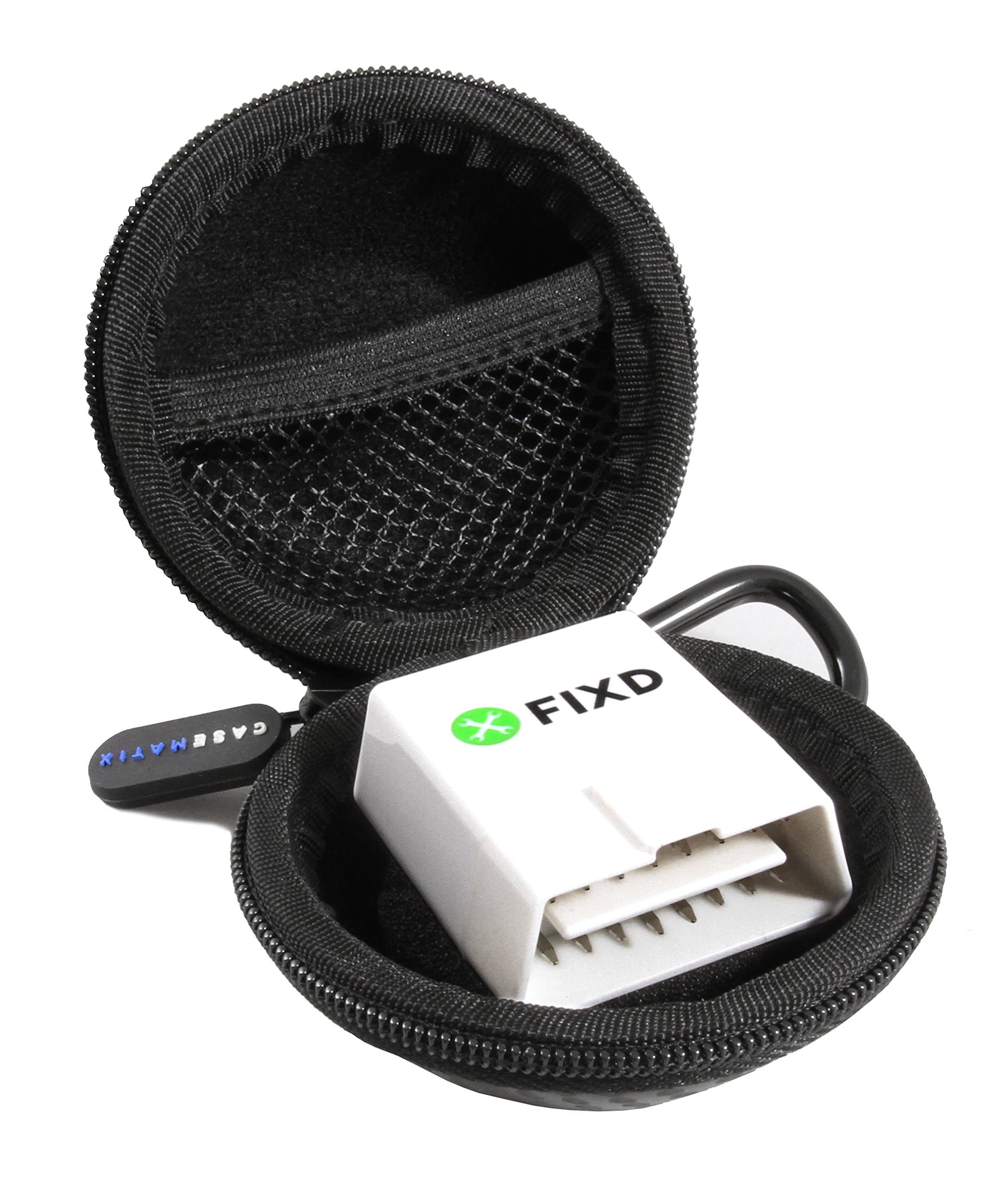 Car Auto Mini Storage Carry Case Fits FIXD: OBD-II Bluetooth Car Diagnostic Device Android iOS Devices- Carabiner Included