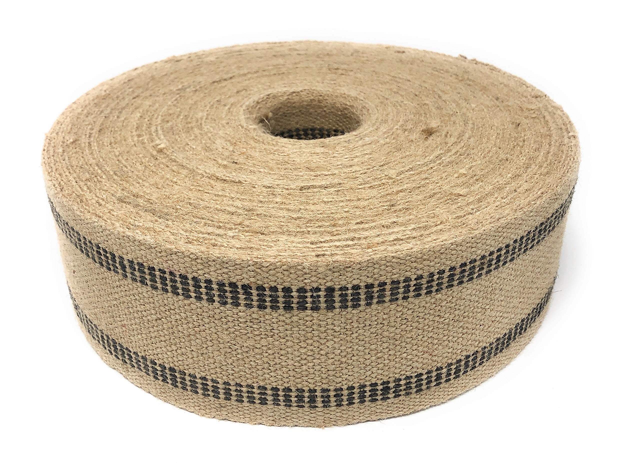 Jute Webbing for Upholstery & Crafts (Black Stripe, 72 Yards)