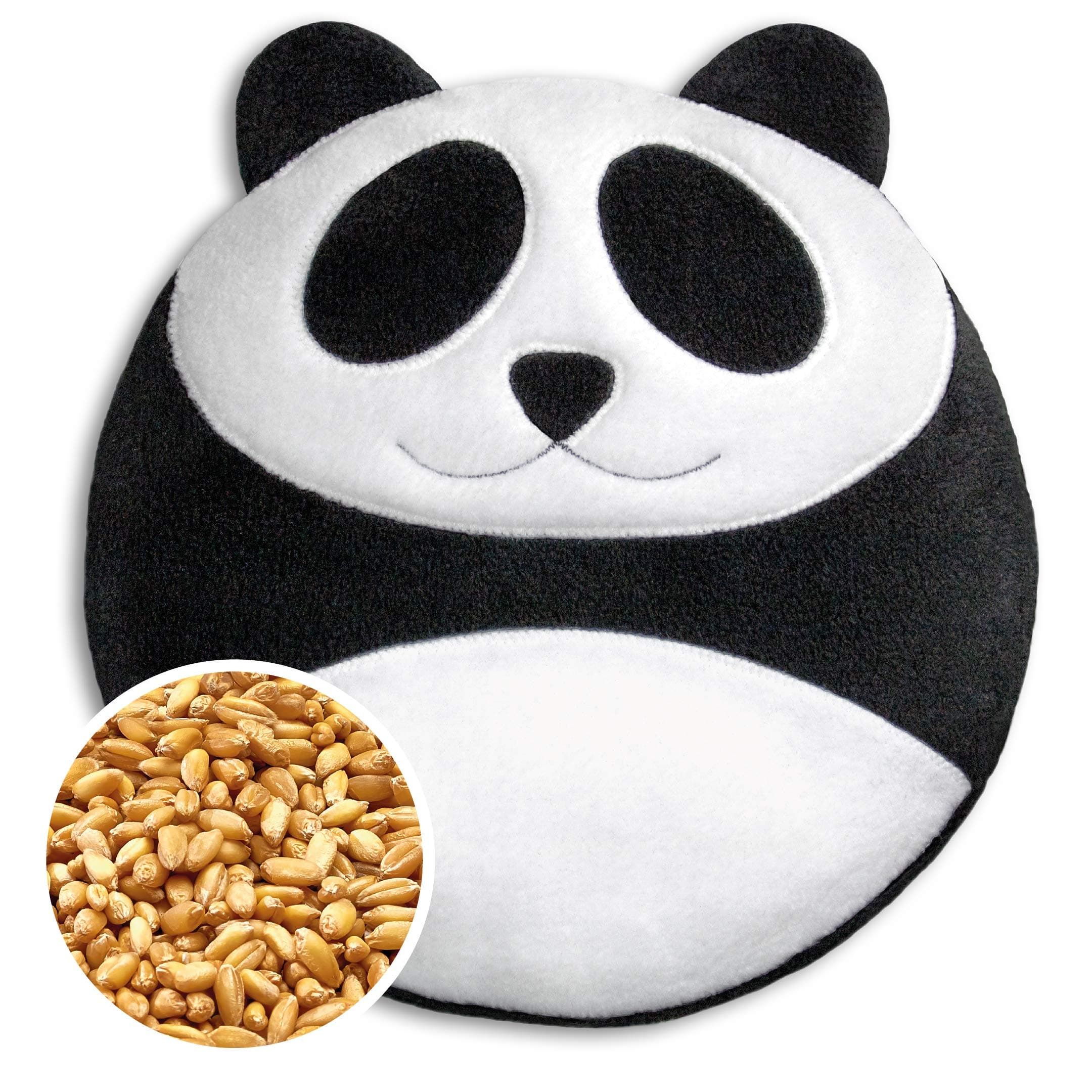 Leschi Wheat Bag microwavable, unscented/Heat Pack for Stomach and Lower Back/Animal: Panda Bao, Black White