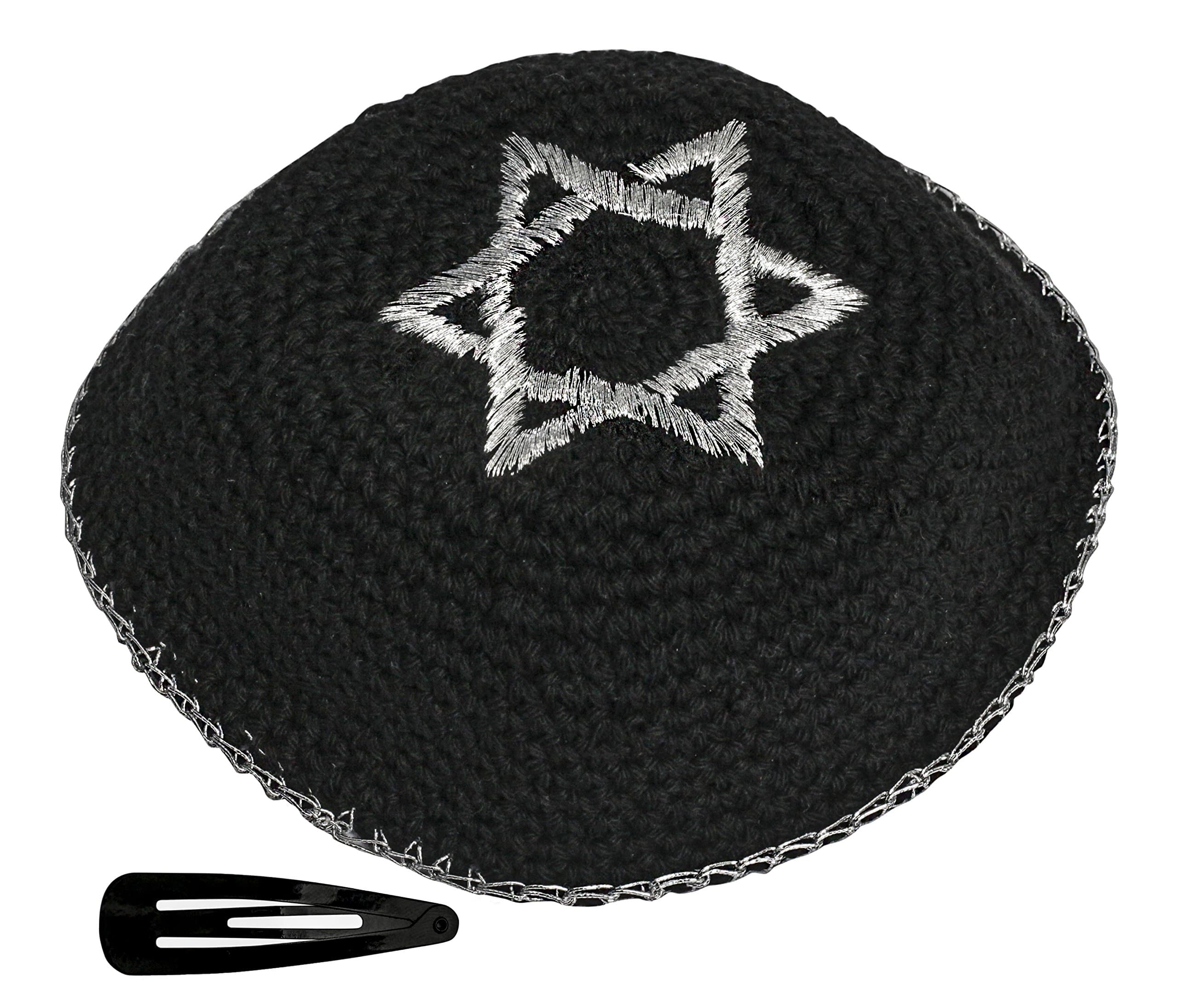 KIPPIK Star of David Jewish KippahHatFor Men & Kids with Clip Beautifully Knitted