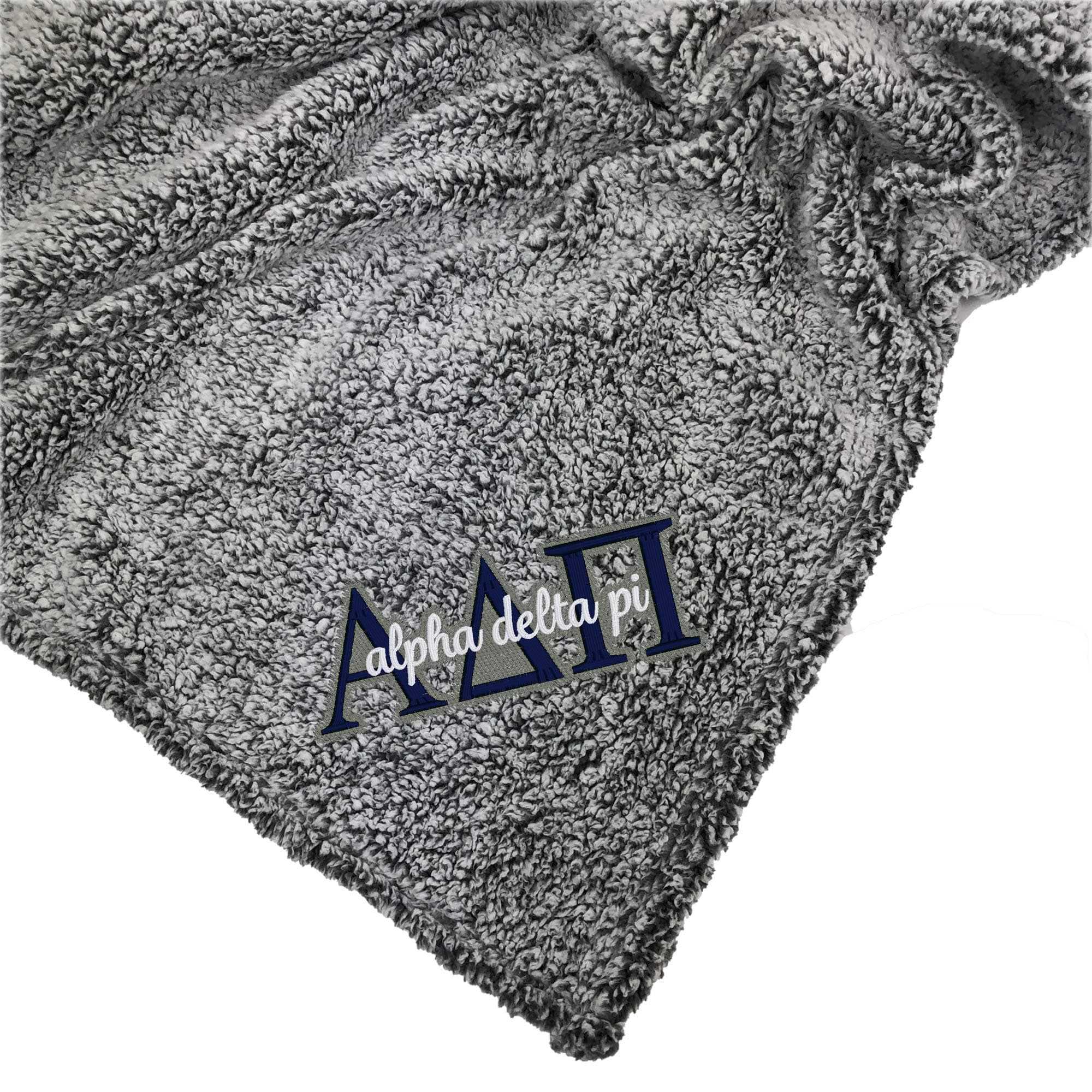 Go Greek Chic Alpha Delta Pi Embroidered Sherpa Throw Blanket