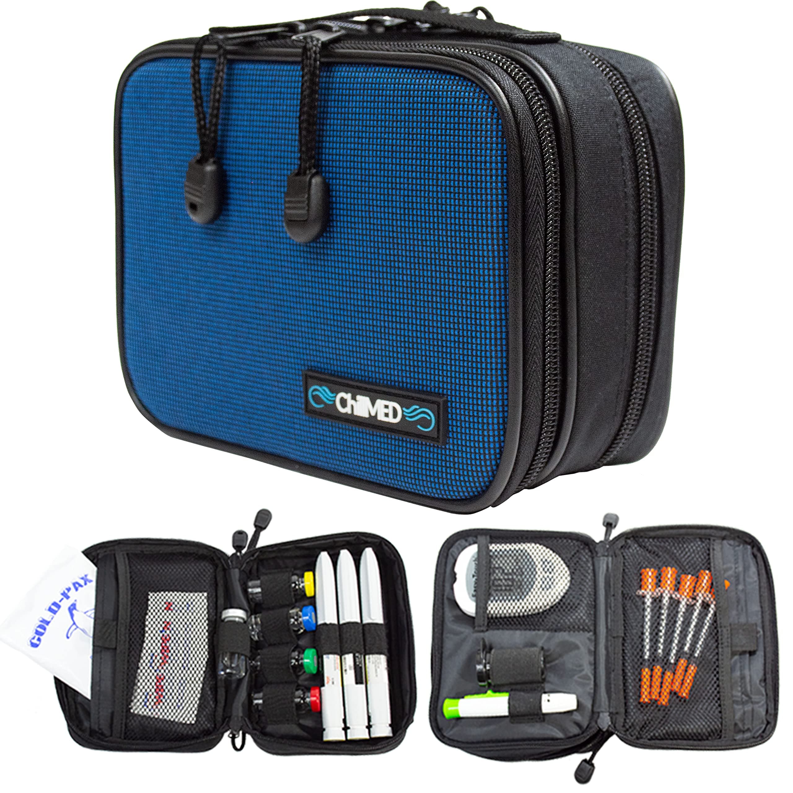 Type 1 Daily Diabetes Case - Insulin Cooler Bag for Traveling & Everyday Use -Includes Reusable Ice Pack - 6 to 8 Hours of Cool Time (Blue)