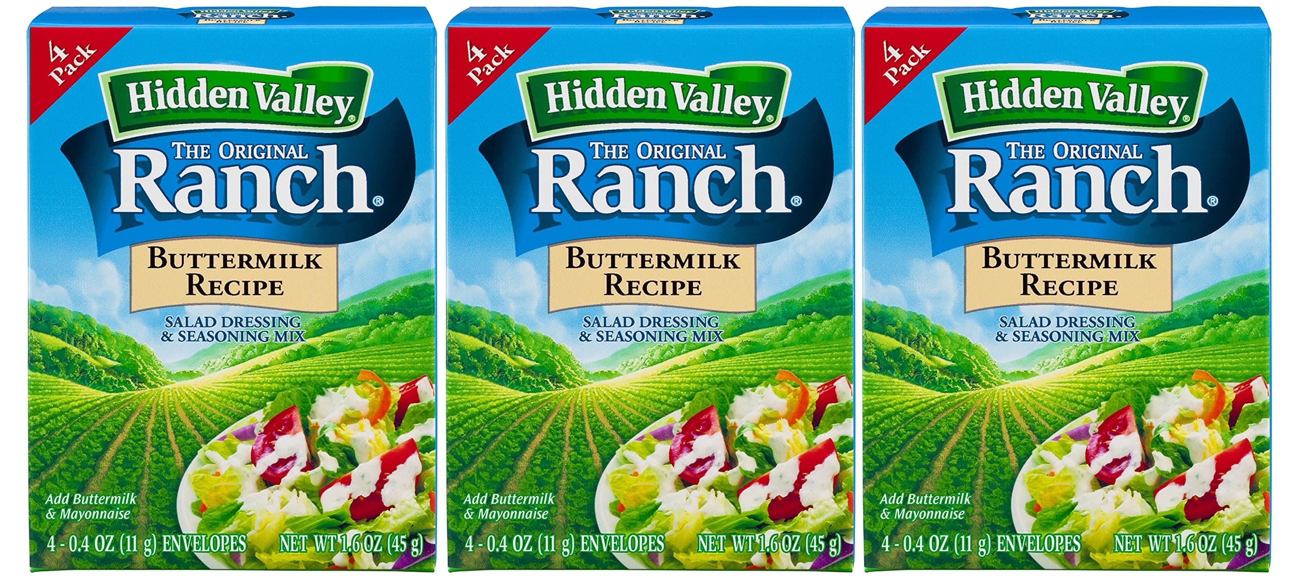 Hidden ValleyOriginal Ranch Buttermilk Recipe Salad Dressing and Seasoning Mix, Twelve 0.40 Ounce Packets (4.8 Ounces Total)