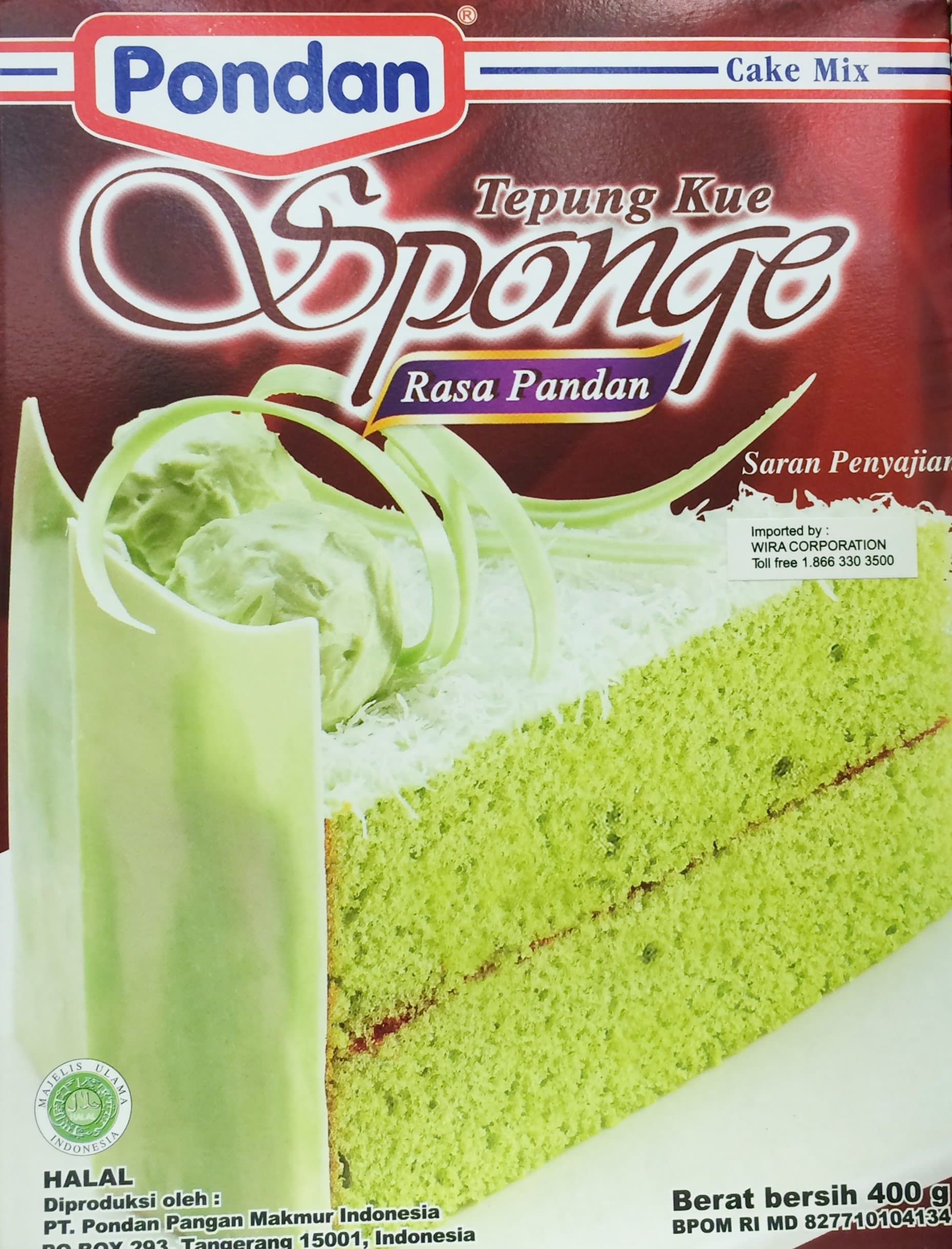 Cake Mix Tepung Kue Sponge Pandan Cake - 400g (Pack of 2)
