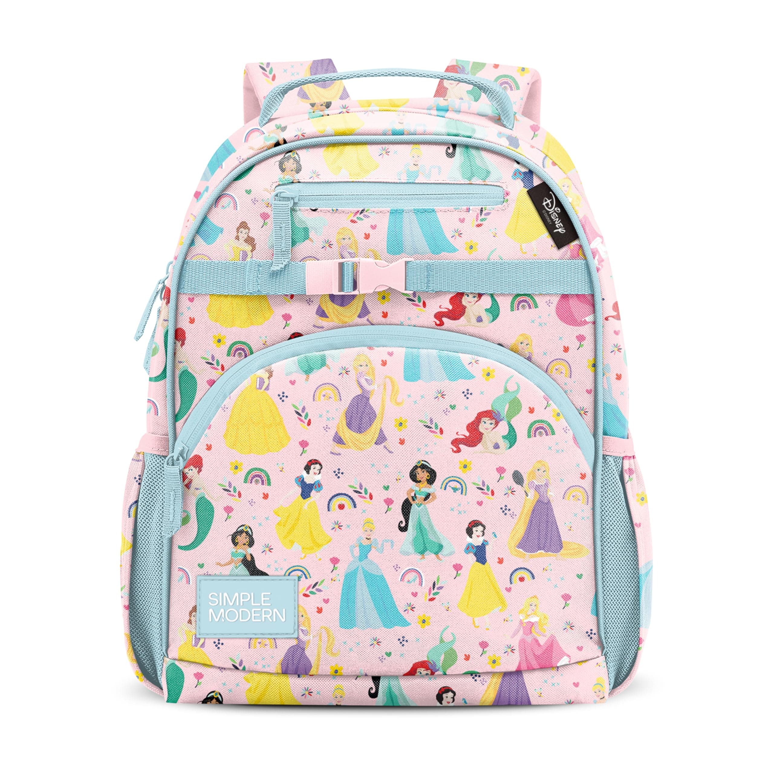 Medium Disney Toddler Backpack for School Girls and Boys | Kindergarten Elementary Kids Backpack | Fletcher Collection | Kids - 15" tall | Princess Rainbows