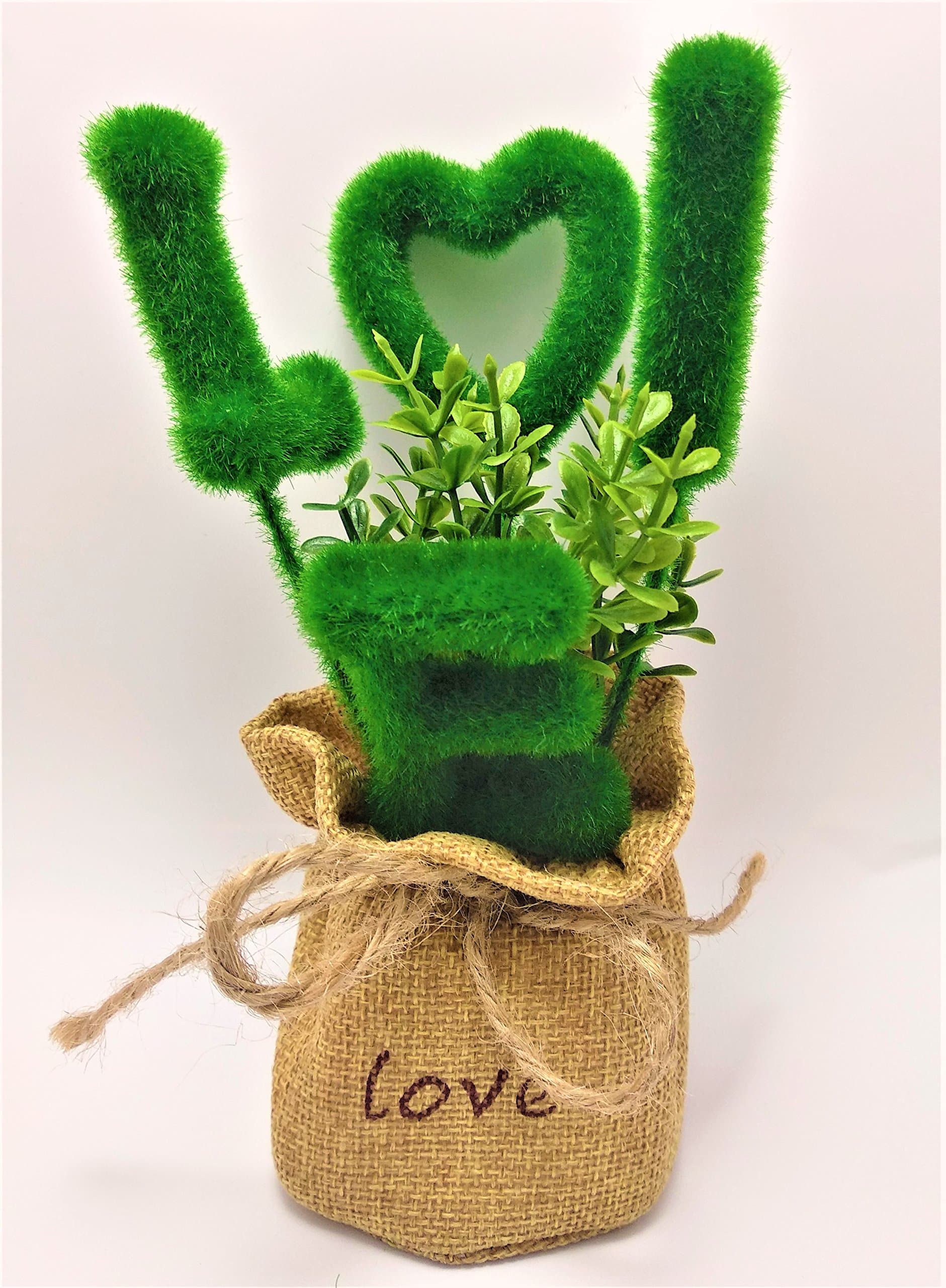 PragAart Artificial Fake Tree Love Letters Plant Grass Pot DIY Home Office Wedding Valentine Gift