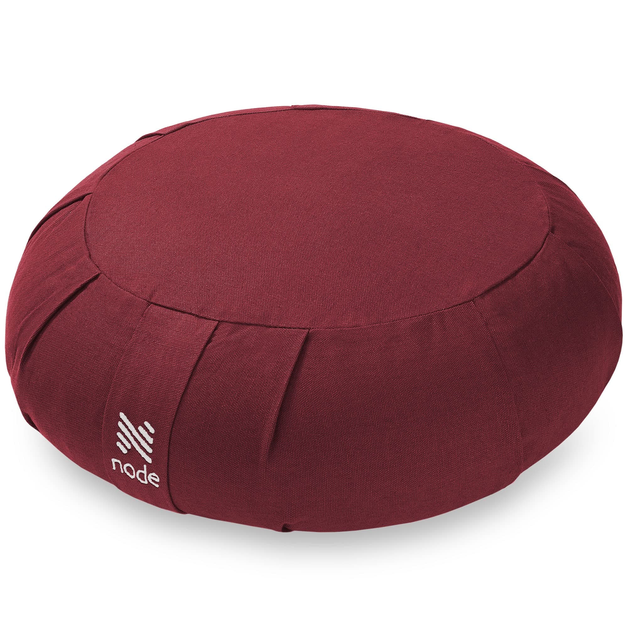 Zafu Meditation Cushion, 15" Round Buckwheat Yoga Pillow with Organic Cotton Cover - Burgundy