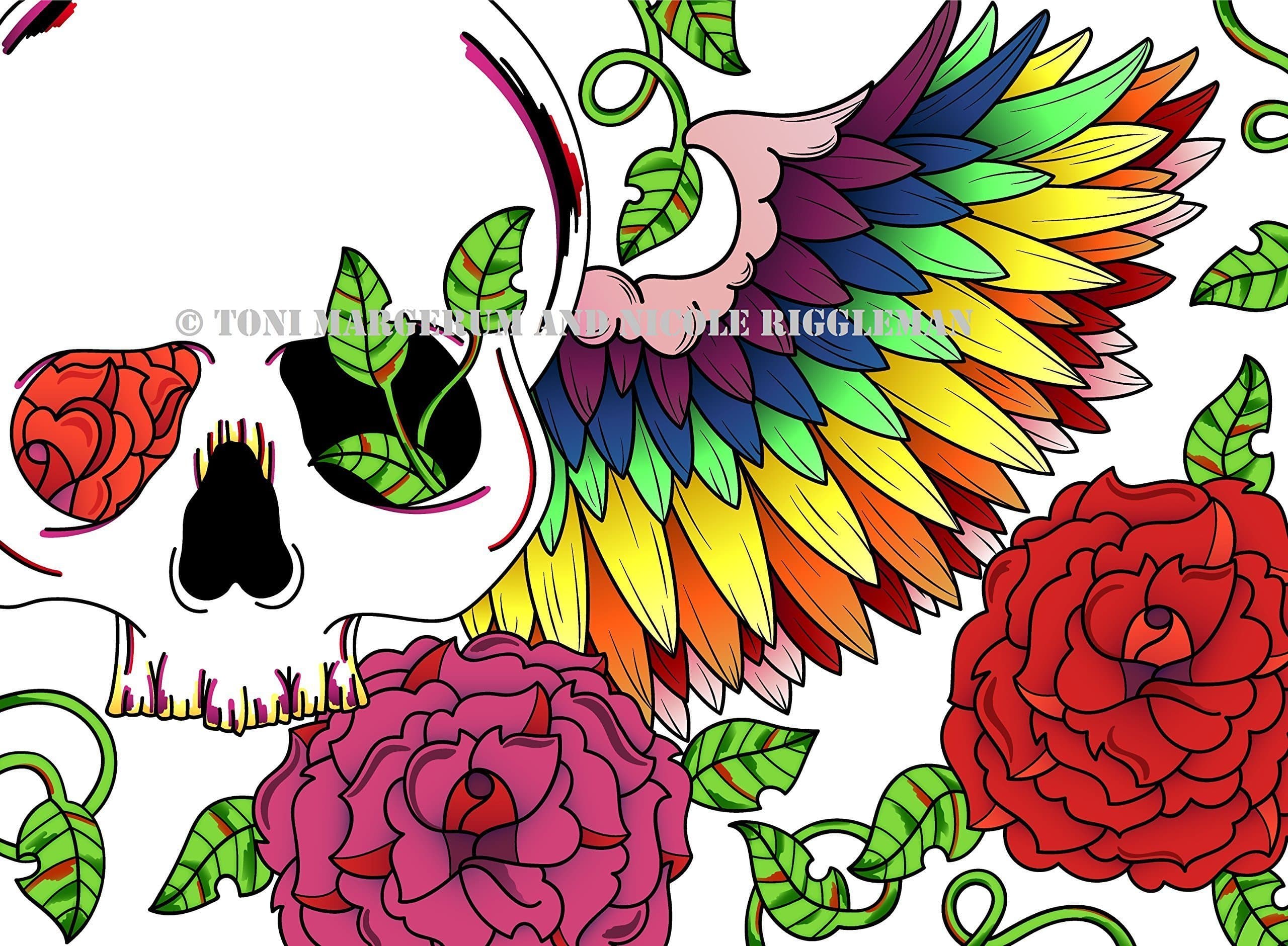 Skull with Rainbow Wings 8x10 Lustre Print