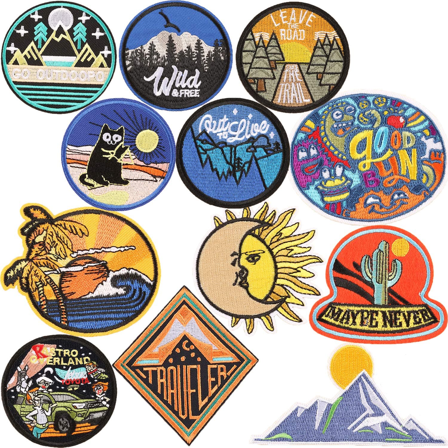 Military Ba 12 PCS Leave The Road Take The Trail Out to Live Good Byn Maybe Never Traveler Patch Hiking Camping Travel Adventure Patch - Iron on Patch