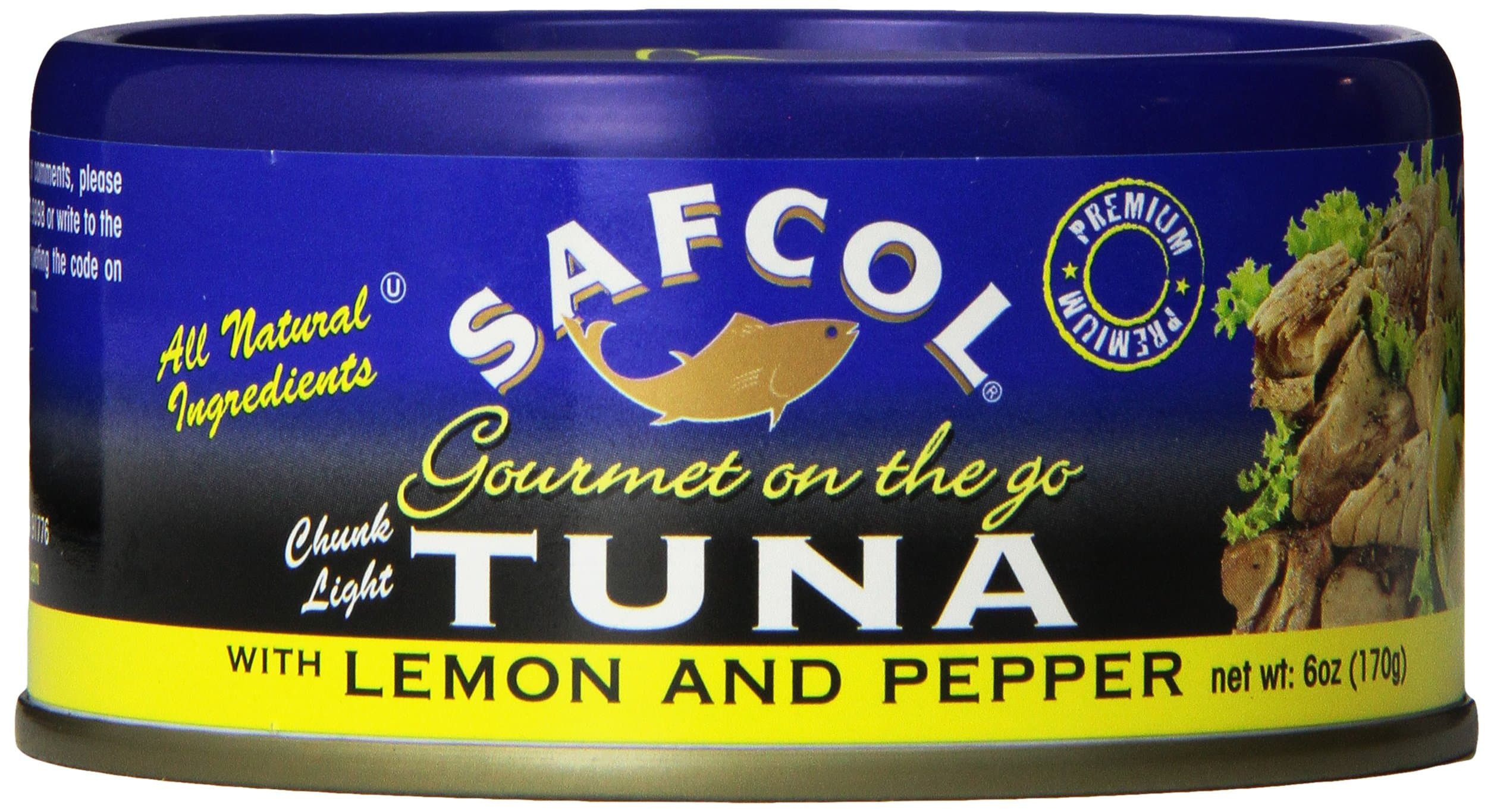 SAFCOL Gourmet on the Go Chunk Light Tuna with Lemon and Pepper in Spring Water, 6-Ounce Cans (Pack of 12)