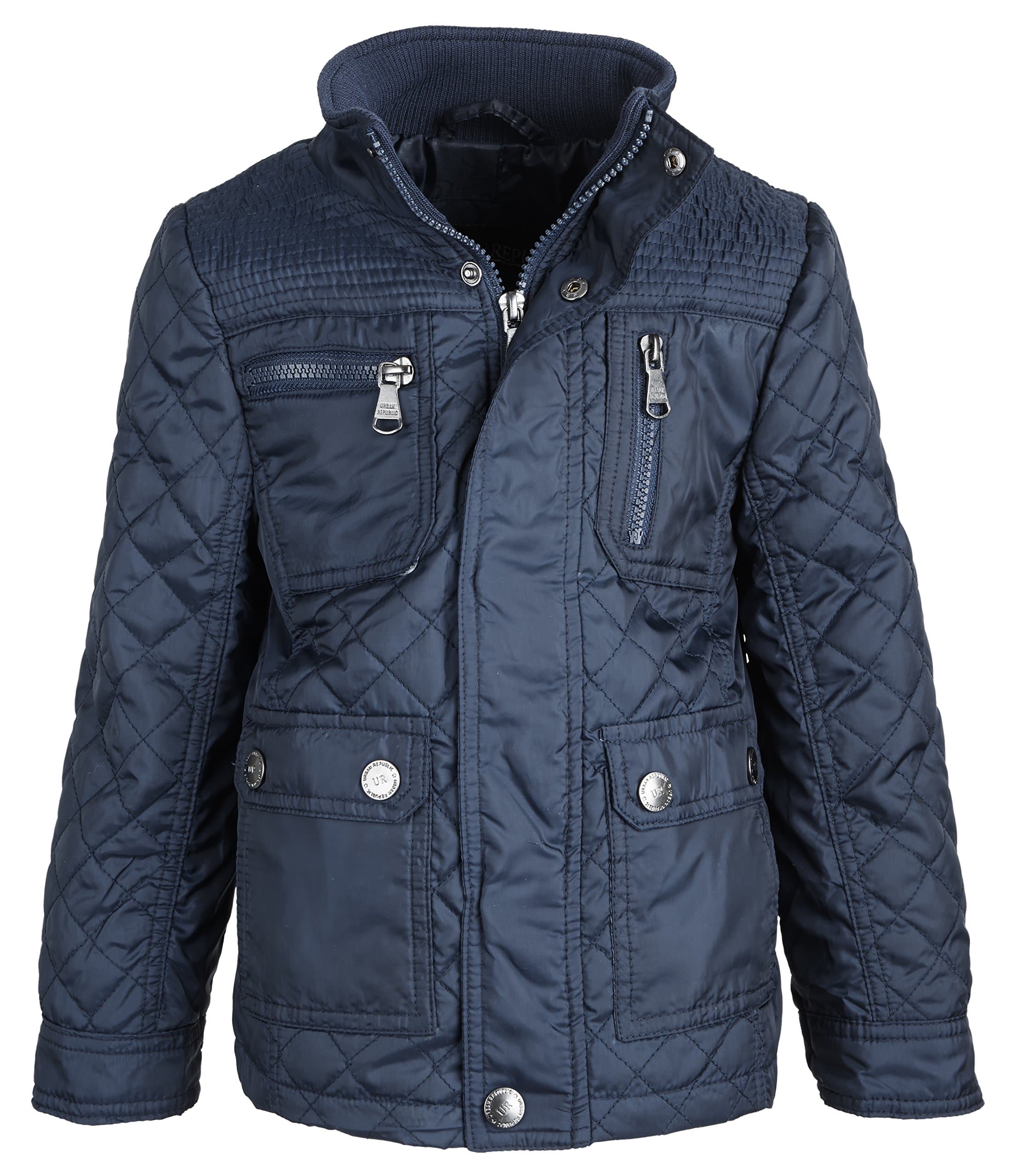 Urban Republic Big Boys Lightweight Padded Diamond Quilted Spring Jacket - Navy (Size 10/12)