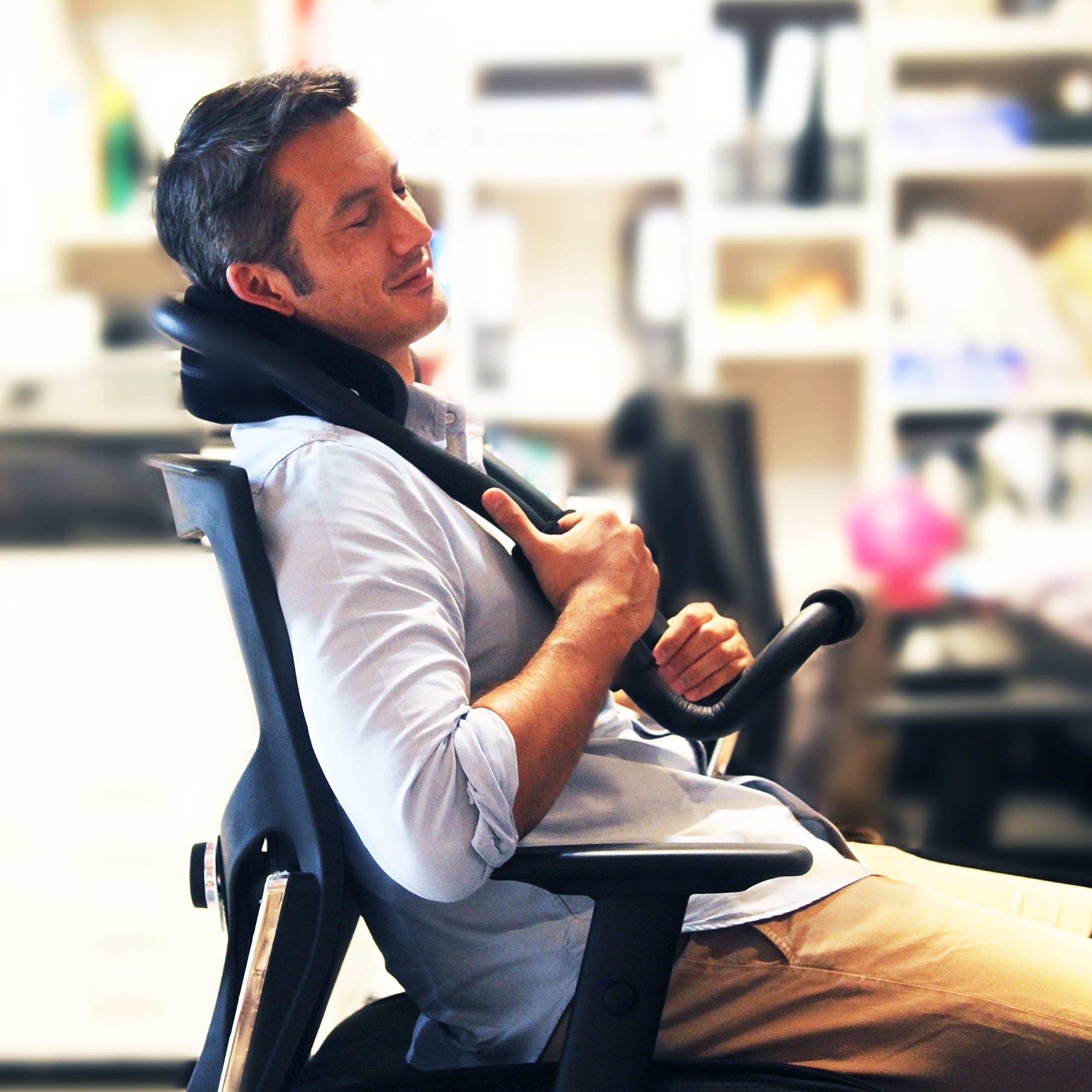 ReNeck NextGen Ergonomic Design Neck Supporter, Stabilization System: Travel Pillow Reduce Neck and Shoulder Pain & Prevent Stiff Neck-Support Cervical Spine in Car, Chair, Airline & Naps at Desk