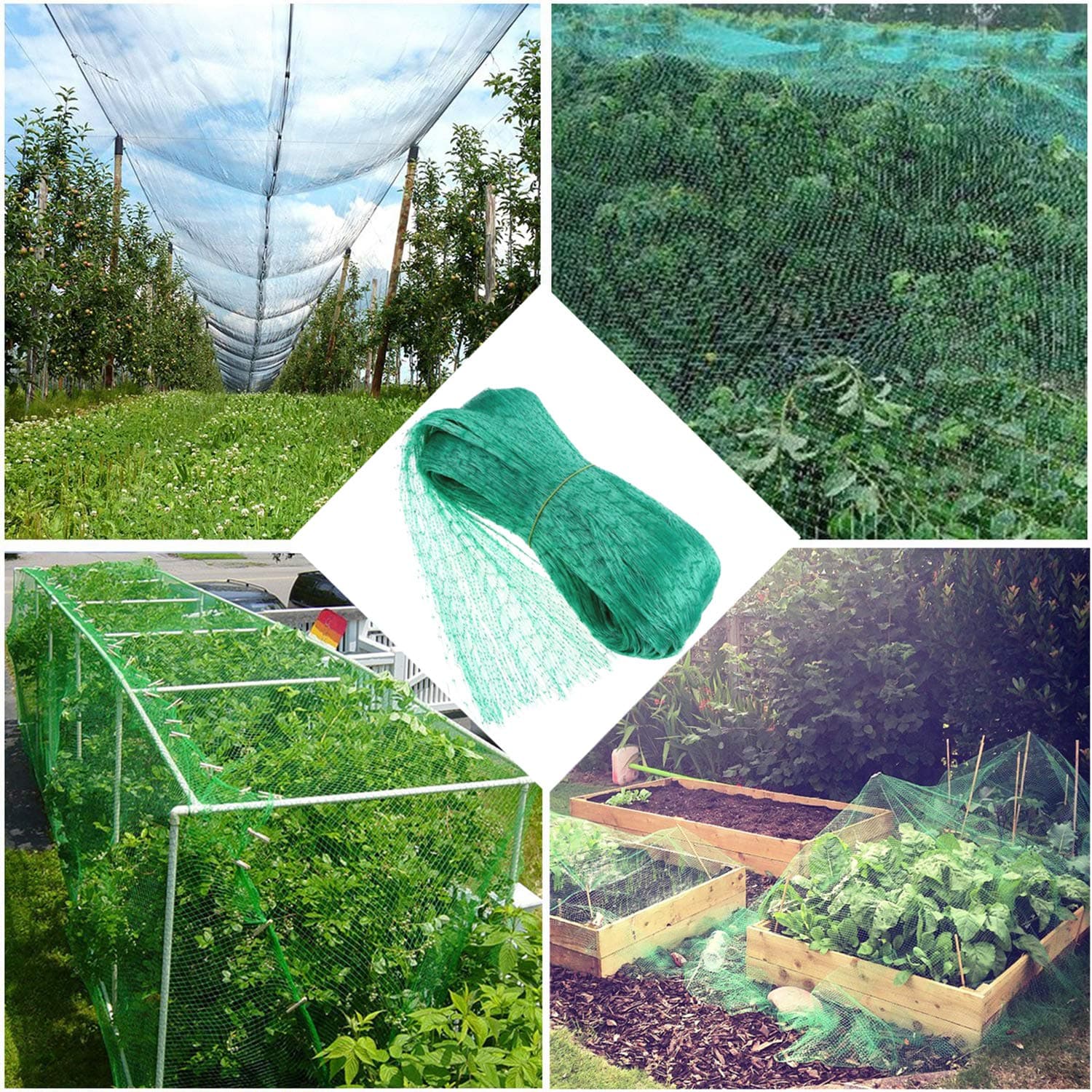 Green Anti Bird Protection Net Mesh Garden Plant Netting Protect Plants and Fruit Trees from Rodents Birds Deer Poultry Best for Seedlings, Vegetables.Fruit,Bushes,Reusable Fencing 13.2Wx33L(Ft)