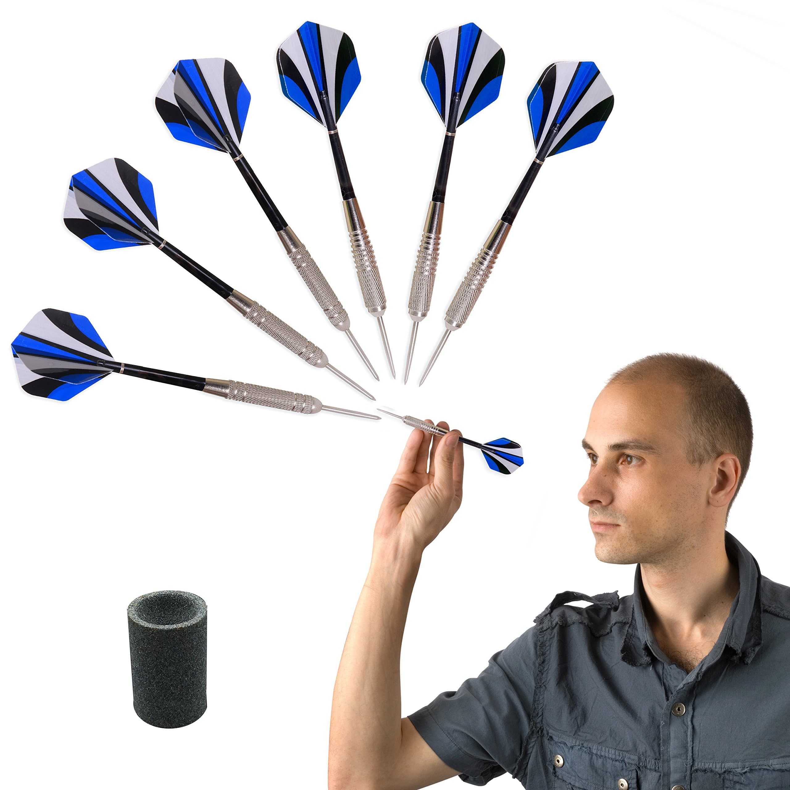 Charisma Gaming steel tip Darts, Set of 6 darts 20 gram, Plastic Shafts, O Rings, Different Shape Barrels, Sharpener, Aerodynamic Structure, Ergonomic Grip, For Home, Outdoors, Dorms, Bars and More