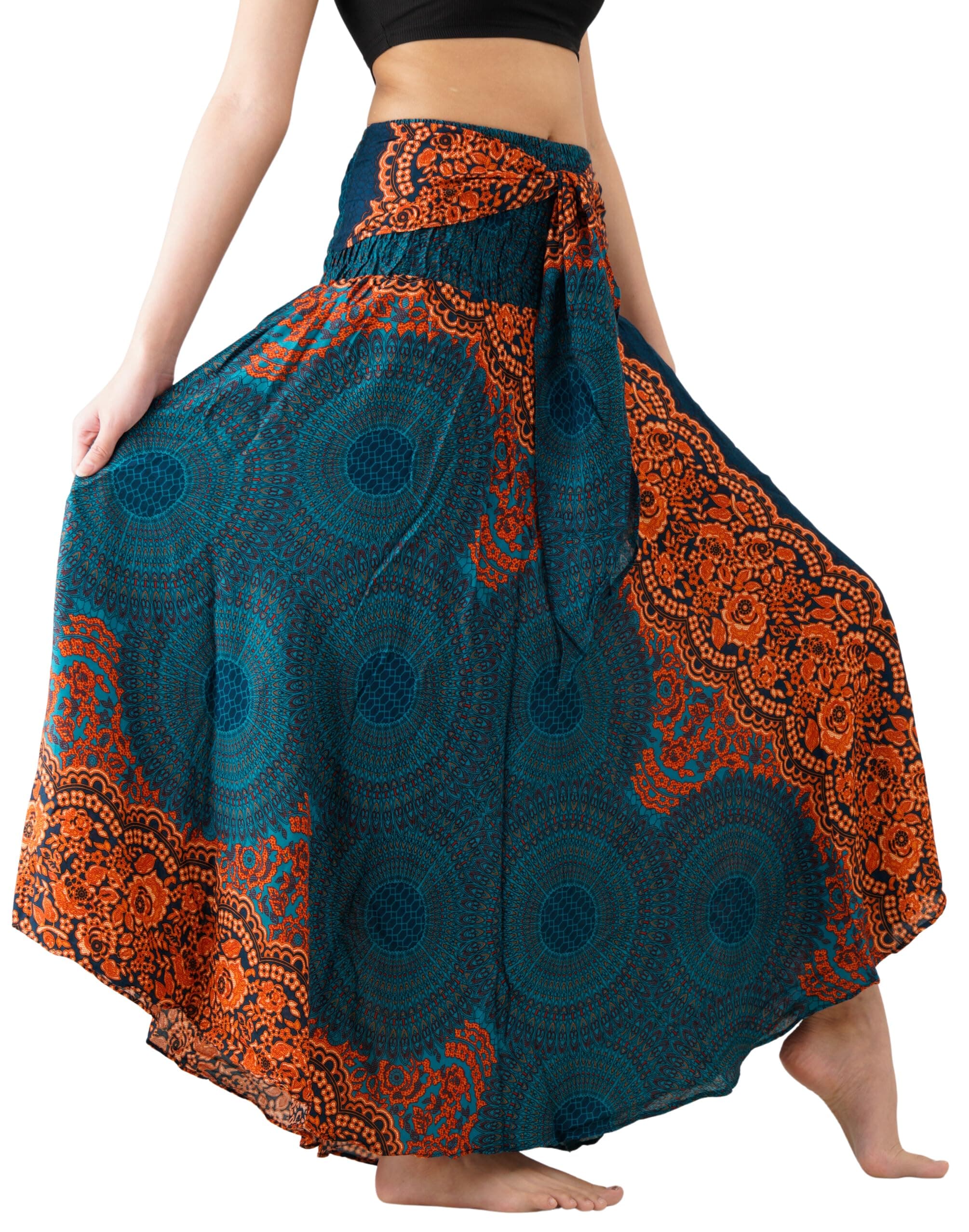 womens Long Skirts for Women Maxi Boho Skirt Floral Print Gypsy Hippie Skirt