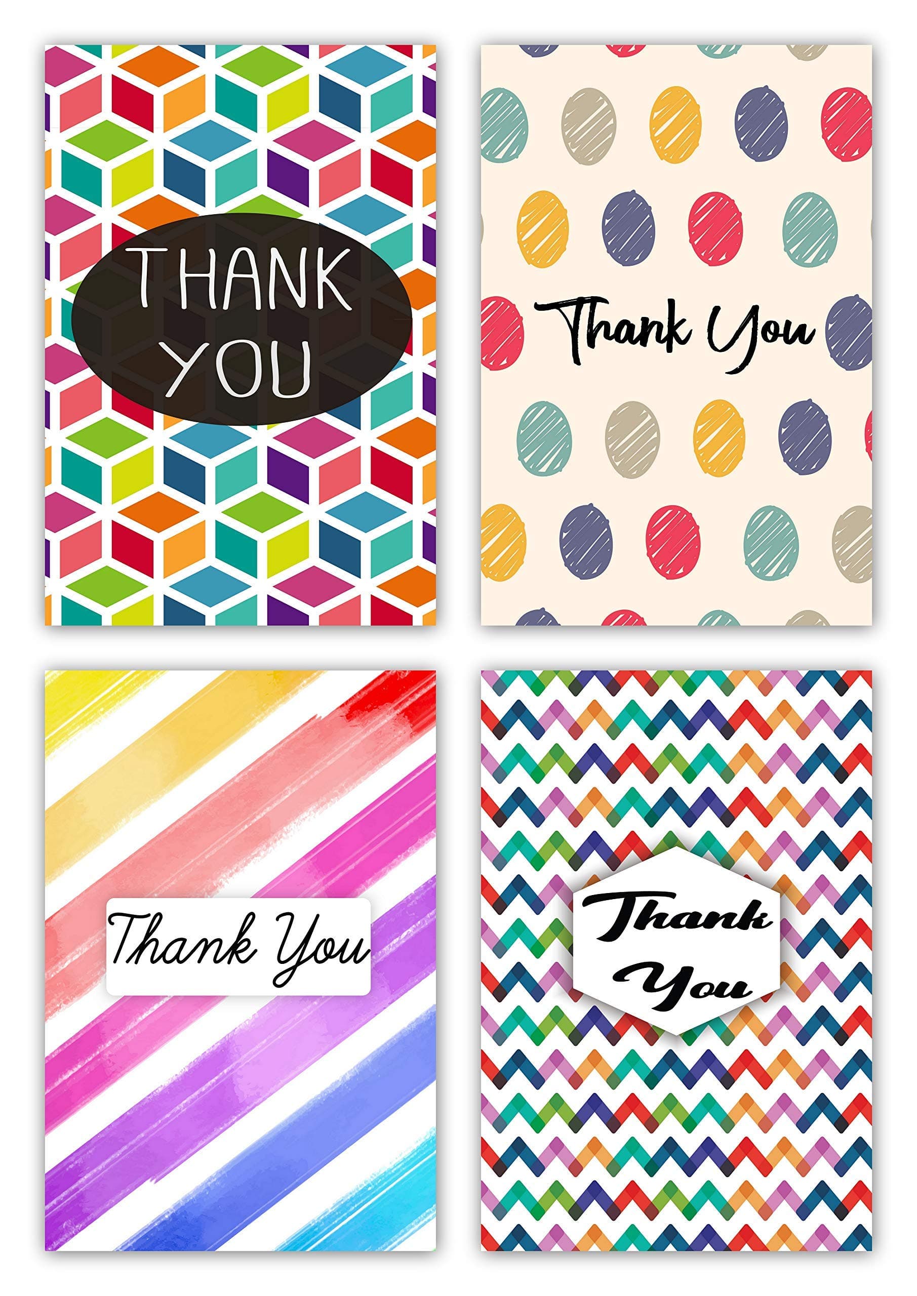 Greetingles Pack of 20 Charity Thank-You Cards and Envelopes. Geometric Designs. Made in The UK