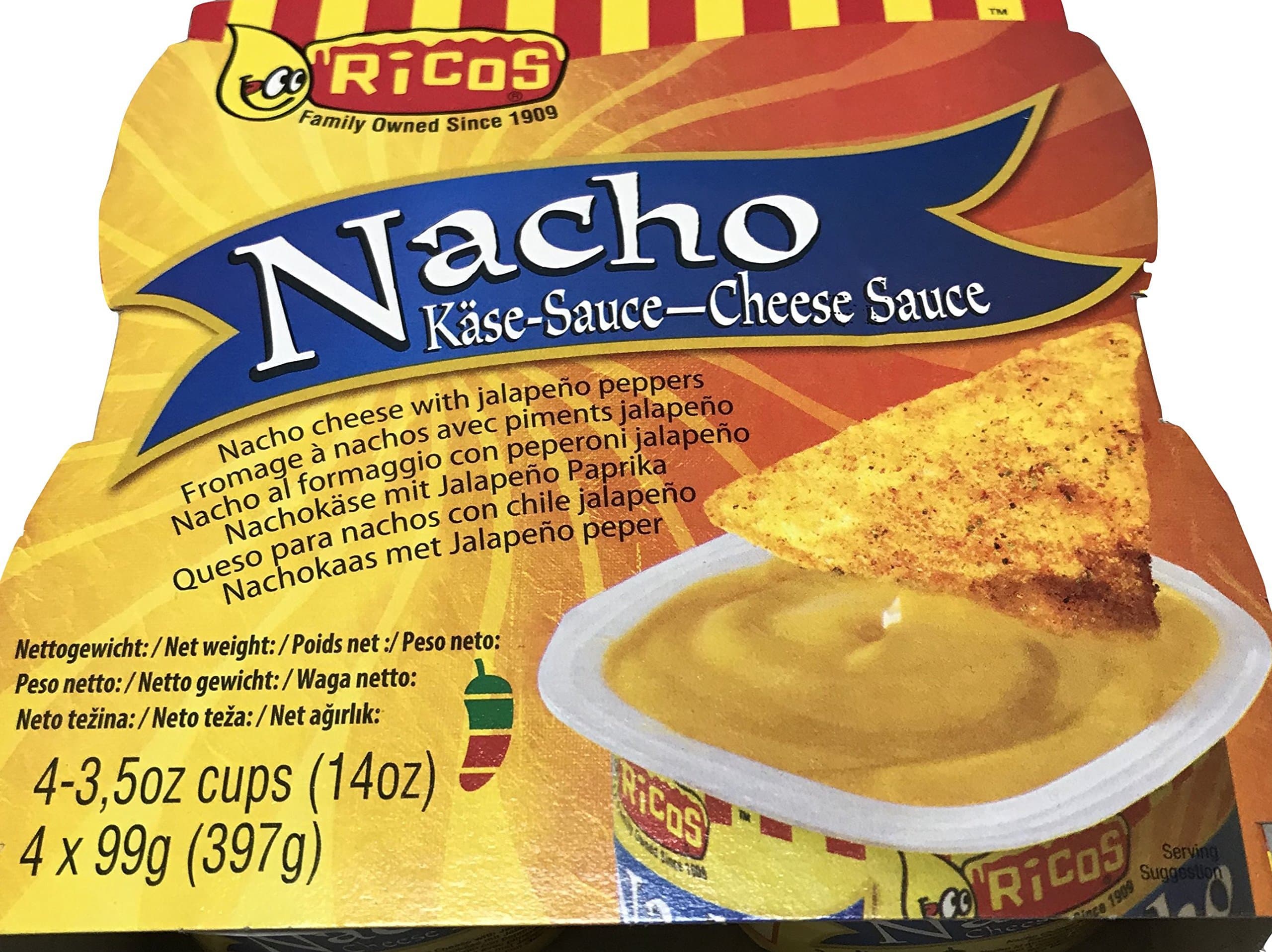 Ricos Nacho Cheese Sauce, 4-Individual Cups, One Pack