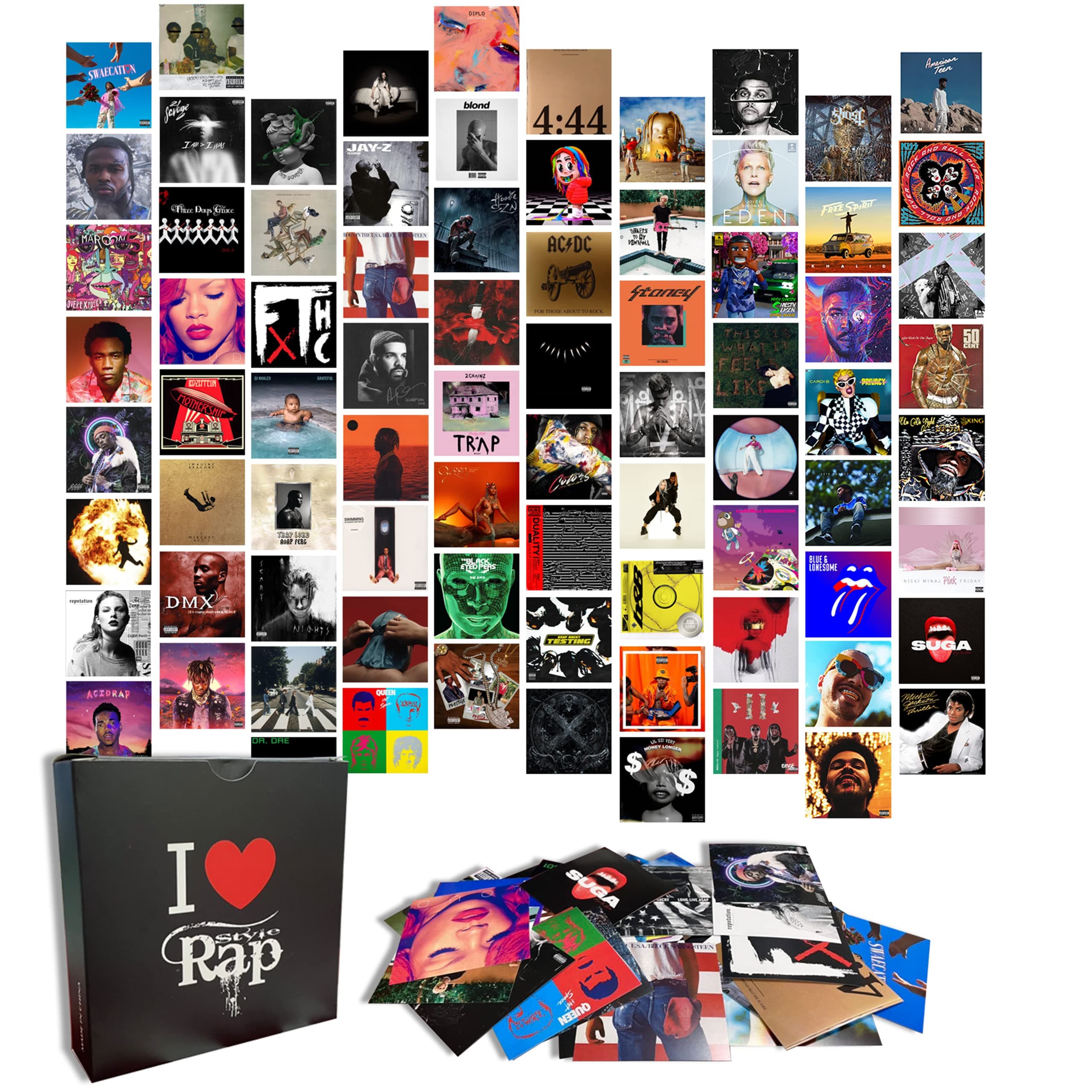 Attacoco 100PCS Print Album Covers | Photo Collage Kit for Wall Aesthetic | Wall Collage Kit Aesthetic Pictures | Teen Girls Boys Indie Room Decor | Rap Music Posters 4”x4” Inch