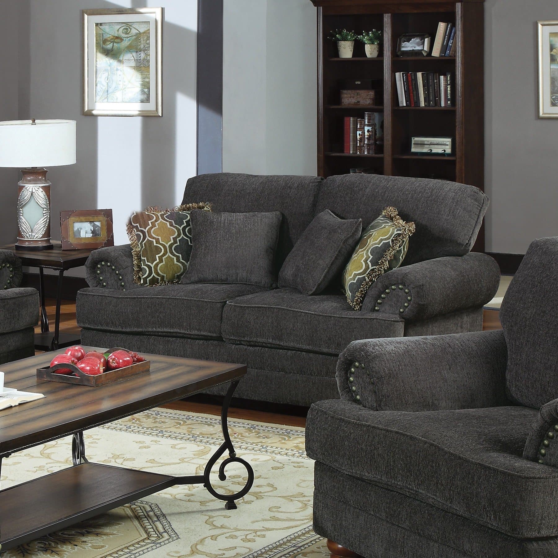 Coaster Home Furnishings Colton Loveseat with Rolled Arms, Smokey Grey