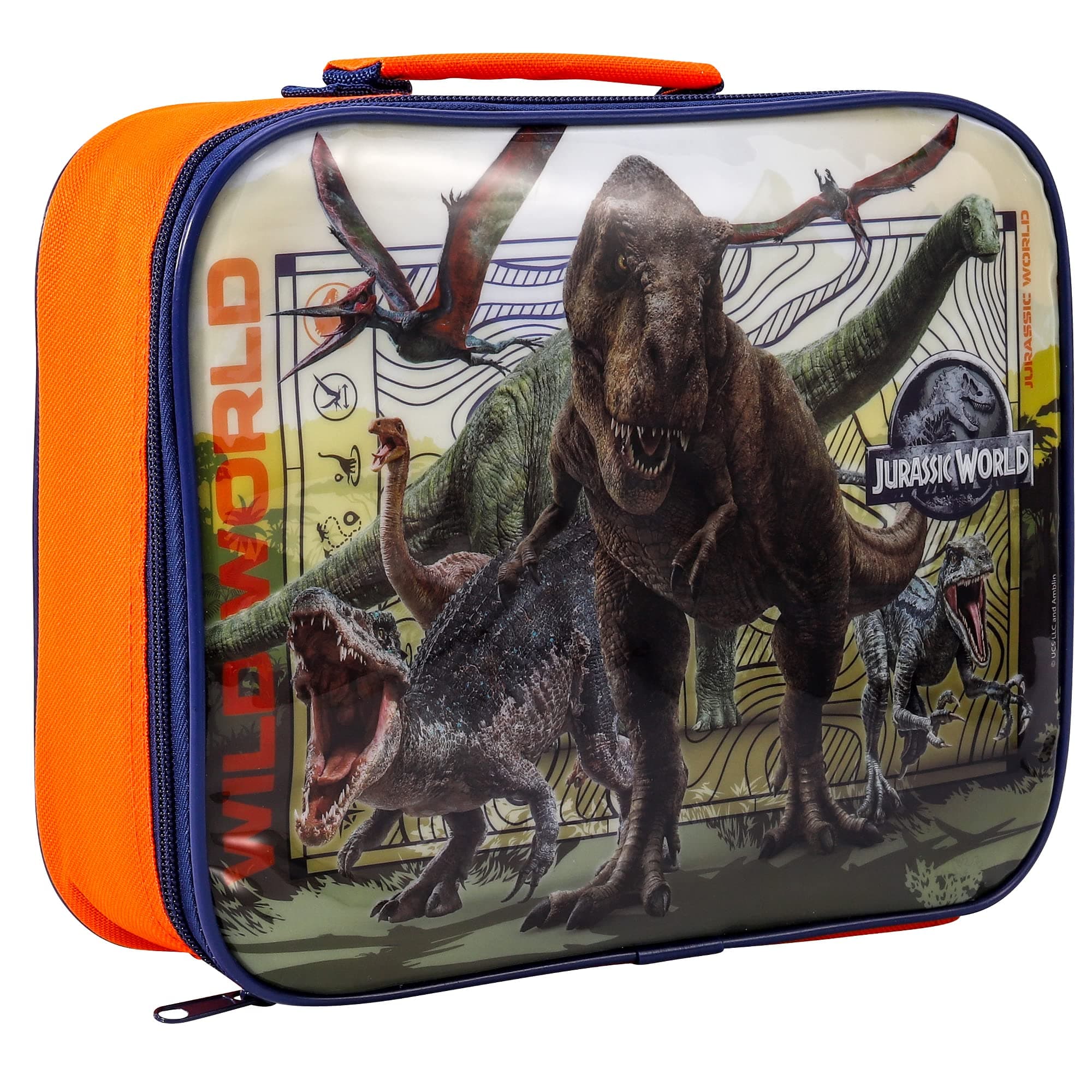 Zawadi GlobalJurassic World Rectangular Insulated Lunch Box Bag for Boys and Girls, Perfect Size for Packing Hot or Cold Snacks for School and Travel, BPA Free