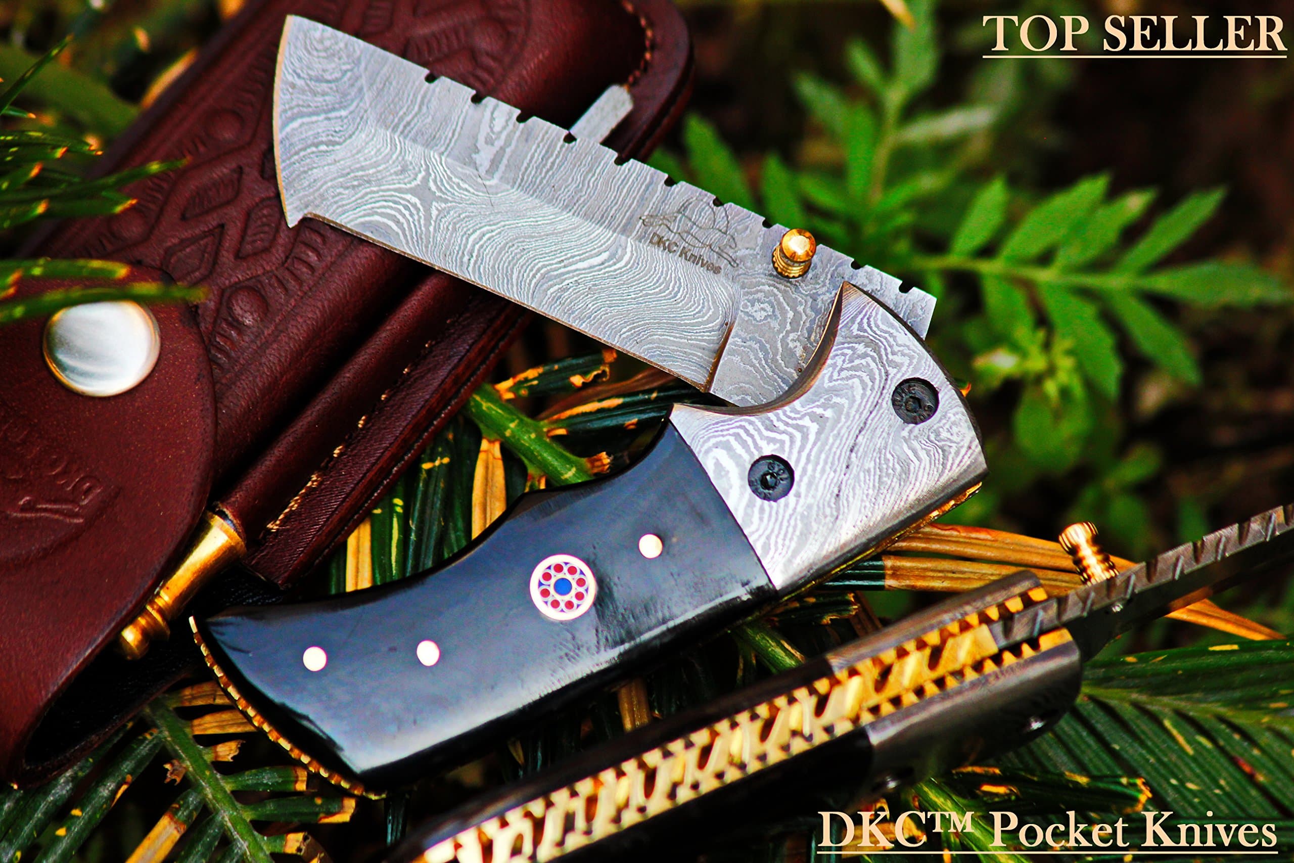 DKC Knives (4 6/18) Sale DKC-27 Wizard 7" Long, 4" Folded 6oz Damascus Tanto Folding Pocket Hunting Knife TM