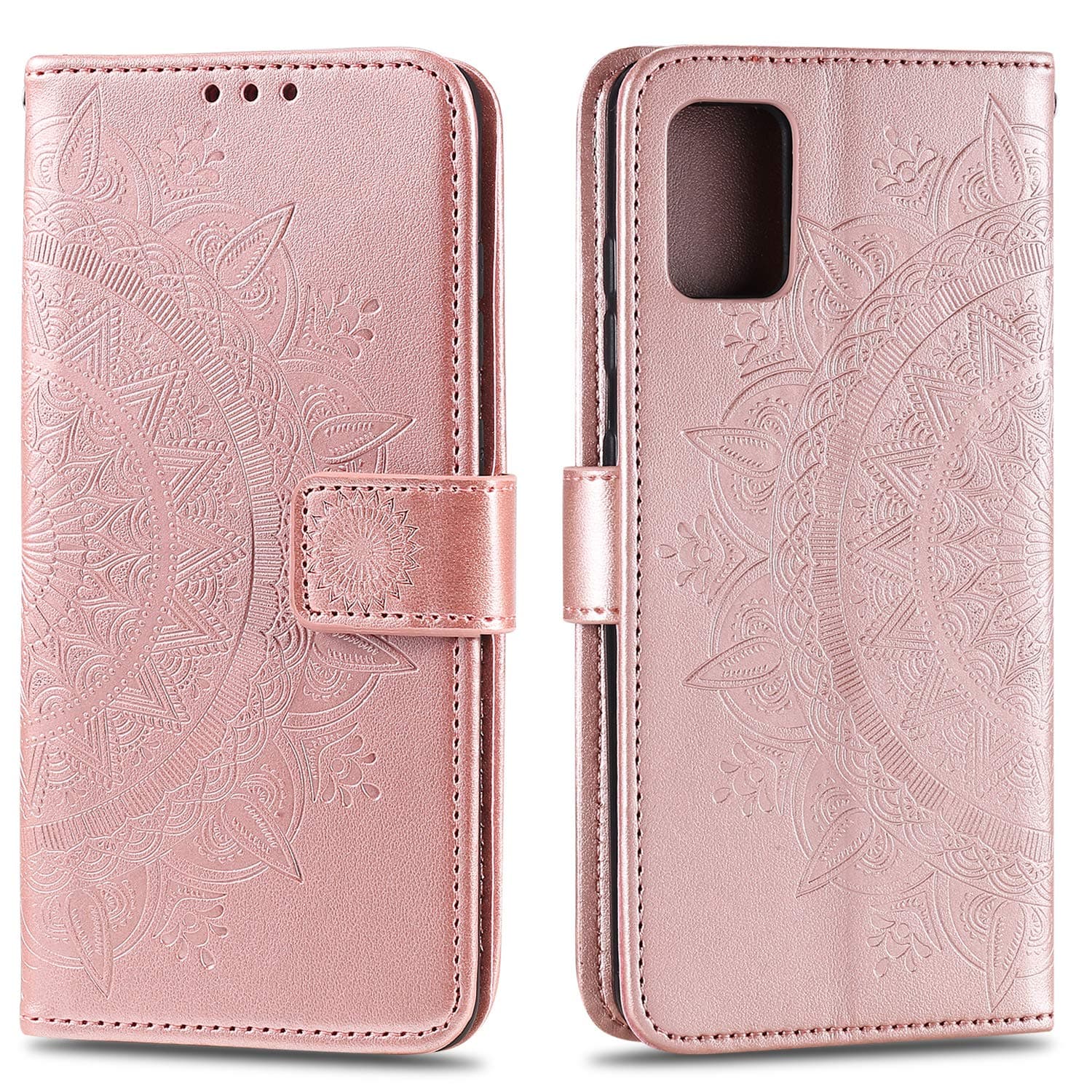 HTDELECMobile Phone Case for Samsung Galaxy A03S, Leather Case with Card Slot and Magnetic Closure, Flip Case for Samsung Galaxy A03S - Rose Gold