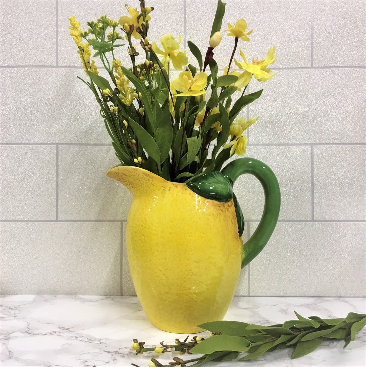 Tutti Decor Large Lemon Ceramic Jug Vase 21cm Birthday Gift Summer Yellow