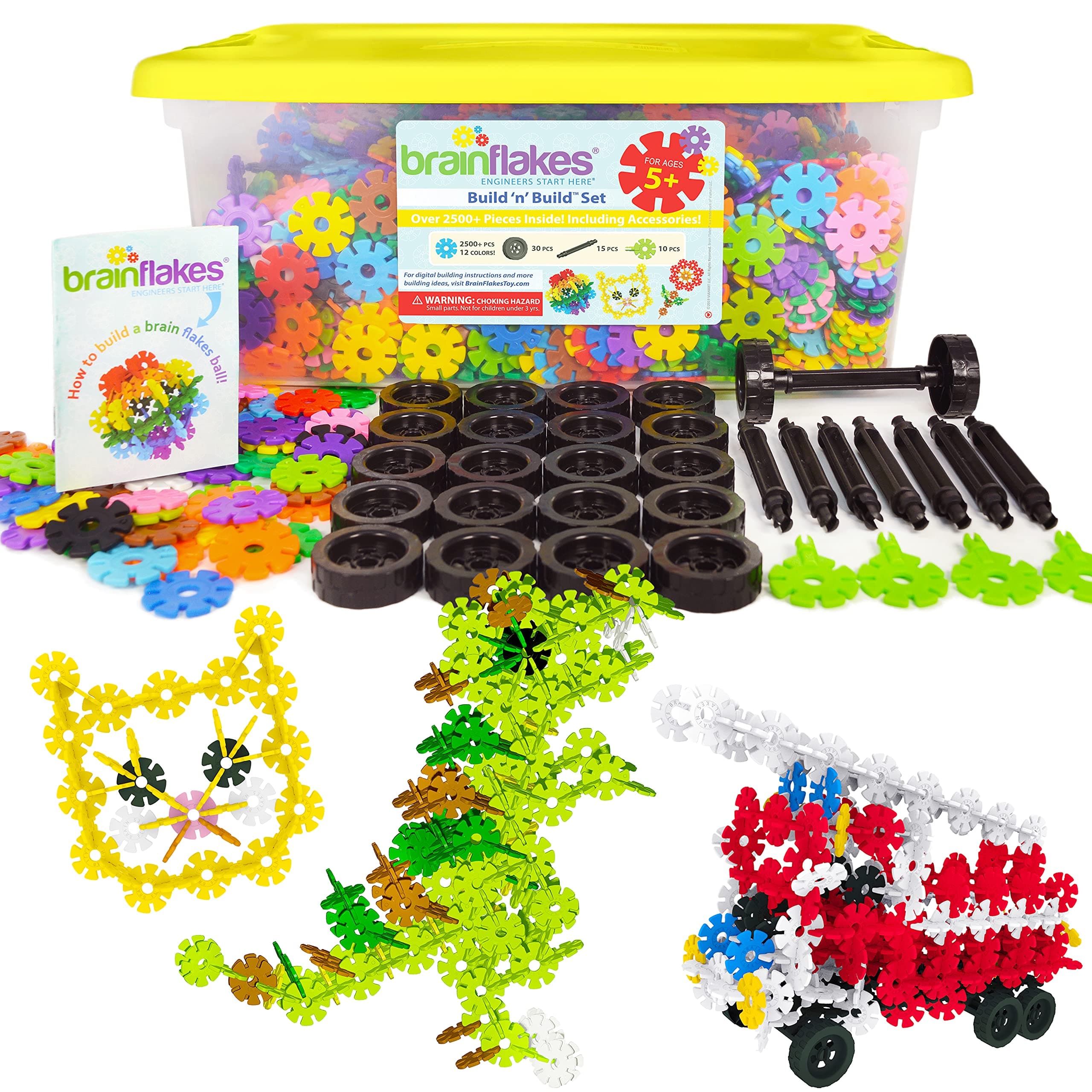 VIAHART 2500 Piece Build 'n' Build Kit - A Creative and Educational Alternative to Building Blocks - Wheel Pieces and Special Parts Included - A Great Stem Toy for Both Boys and Girls