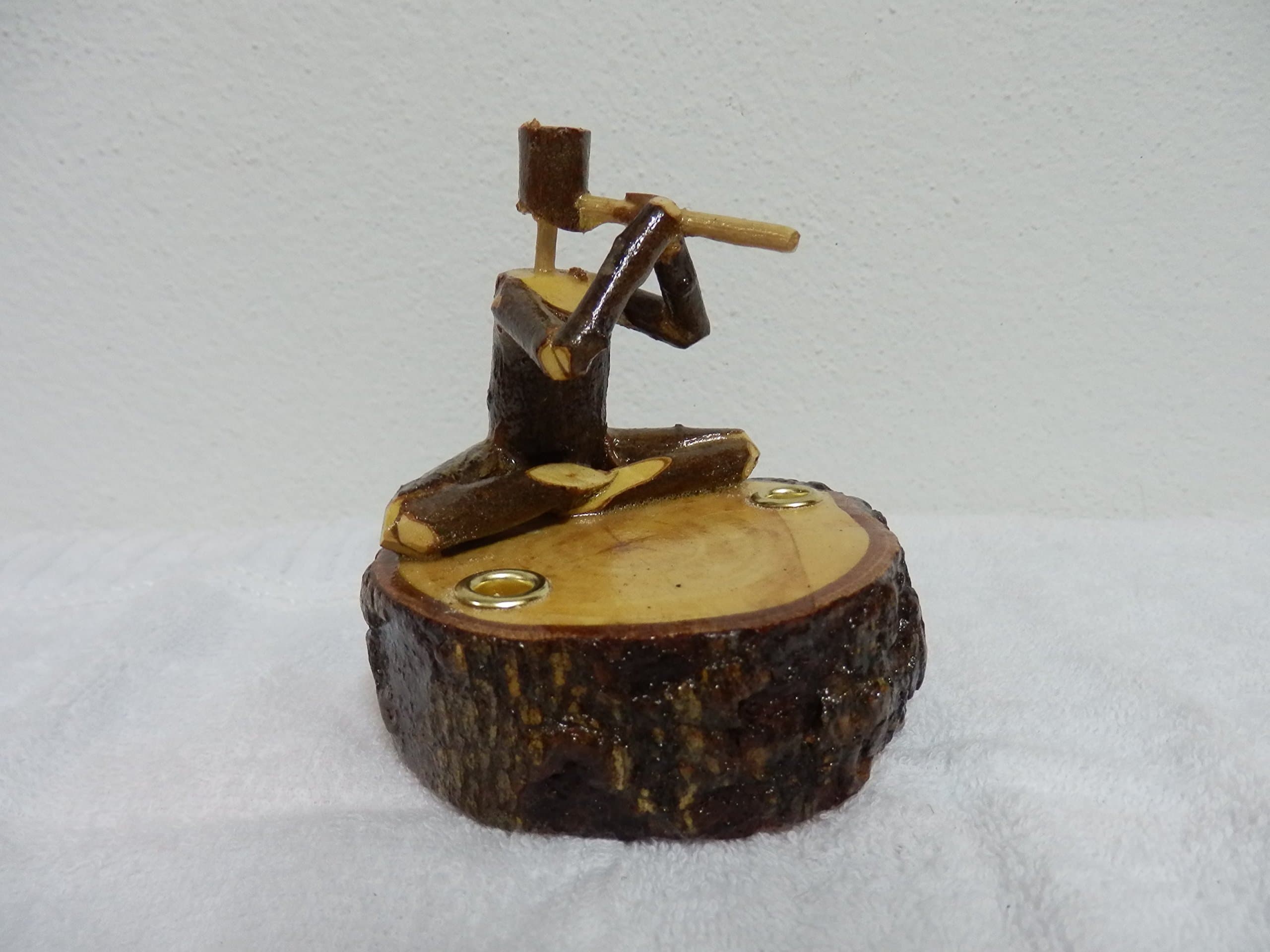 Chaisouvenir Flute Musicians Thailand Unique Tamarind Wood Two Pen Stand