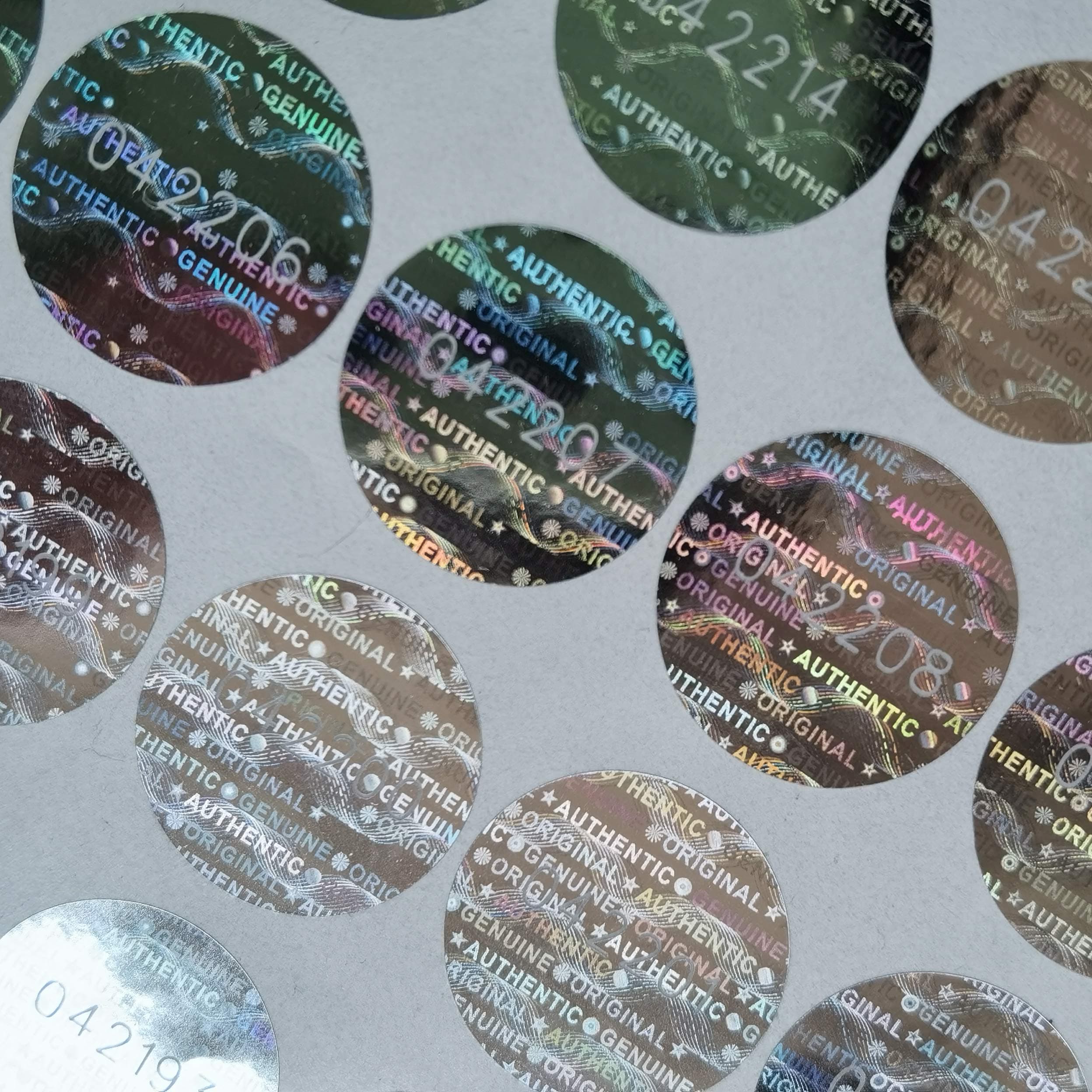 0.79 inch Silver High Security Tamper Evident Seal Warranty Void Original Genuine Authentic Hologram Labels/Stickers w/Unique Sequential Serial Numbering Tamper Proof Stickers(500)