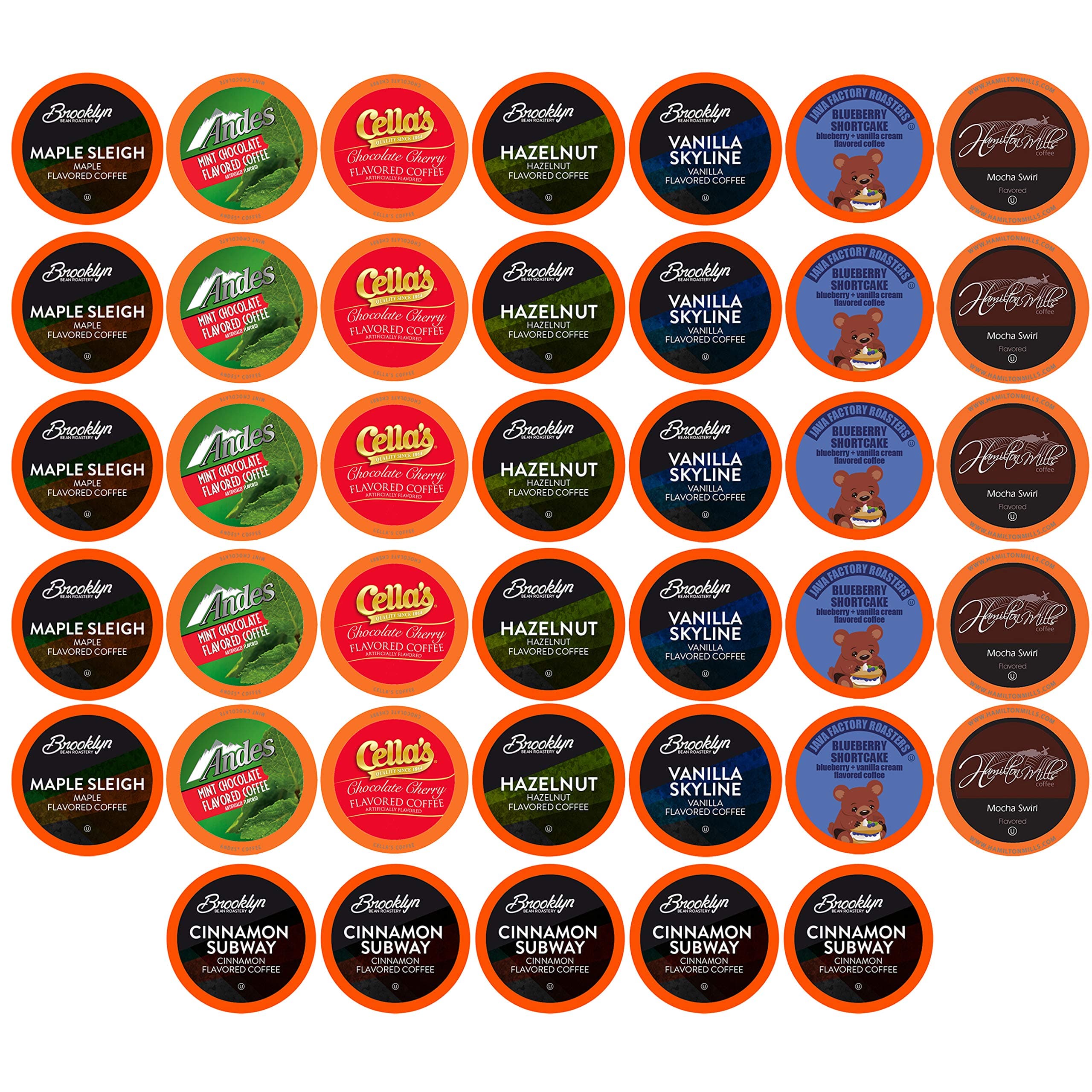 Flavored Pods, Variety Sampler Pack for Keurig K Cup Brewers, 40 Count - Flavored Coffee Lovers, Great Gift - 5 Cups Of Each Flavor