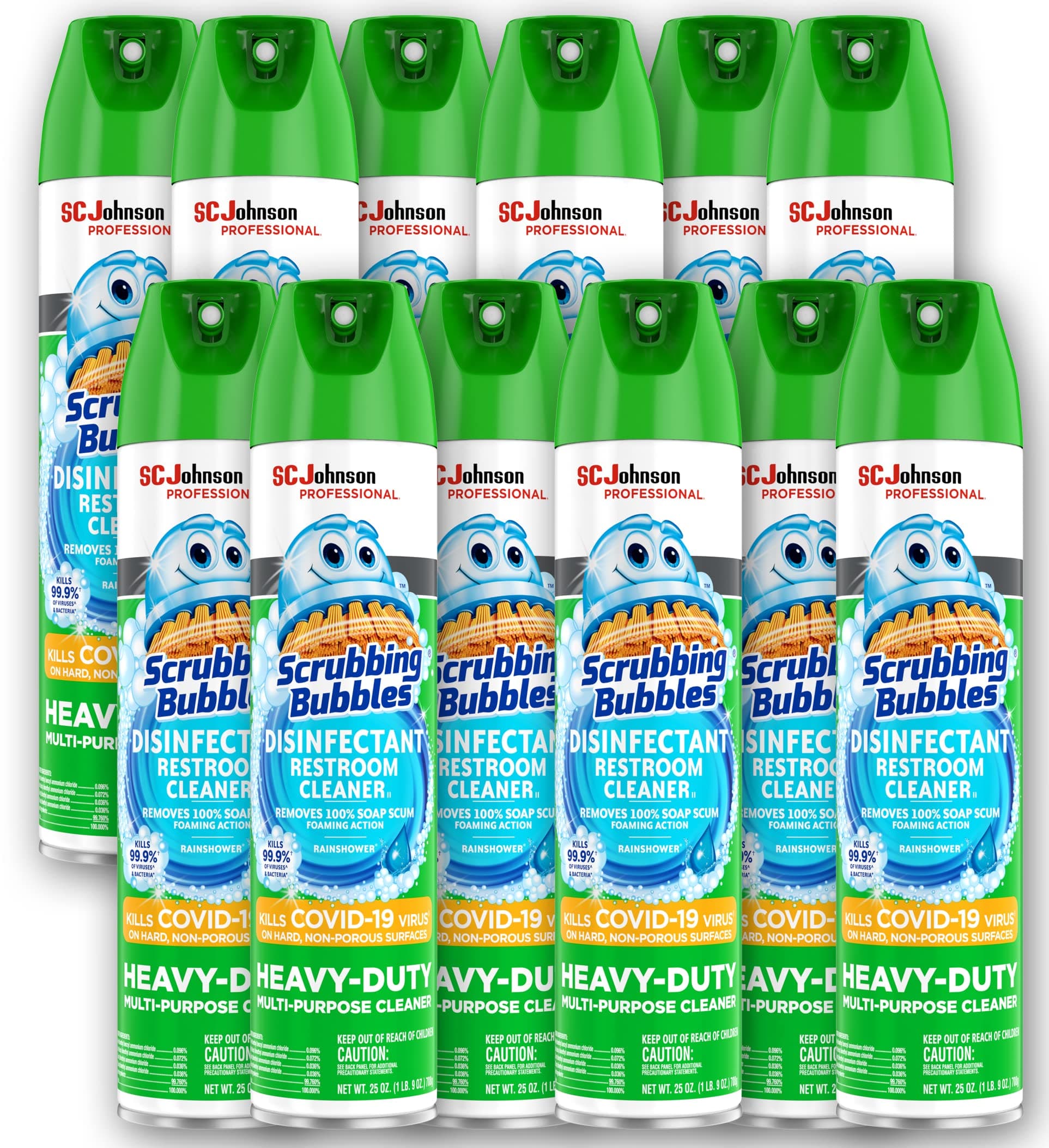 - Scrubbing Bubbles Multi-Purpose Bathroom Cleaner Disinfectant Aerosol, 25 Fl Oz Pack of 12