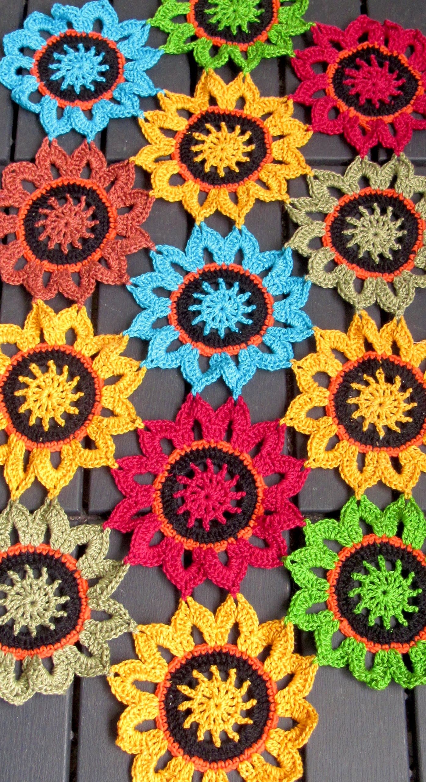 Make your ordinary dining look fancy.Hand Crocheted Thanksgiving flowers Table-runner Doily made with 100% cotton crochet thread. Approximately 29 inches by 15 inches