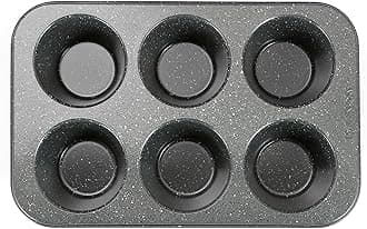 large muffin pan Jumbo Cupcake tin grey stone finish non sticking 3.5x1.75 inch cup