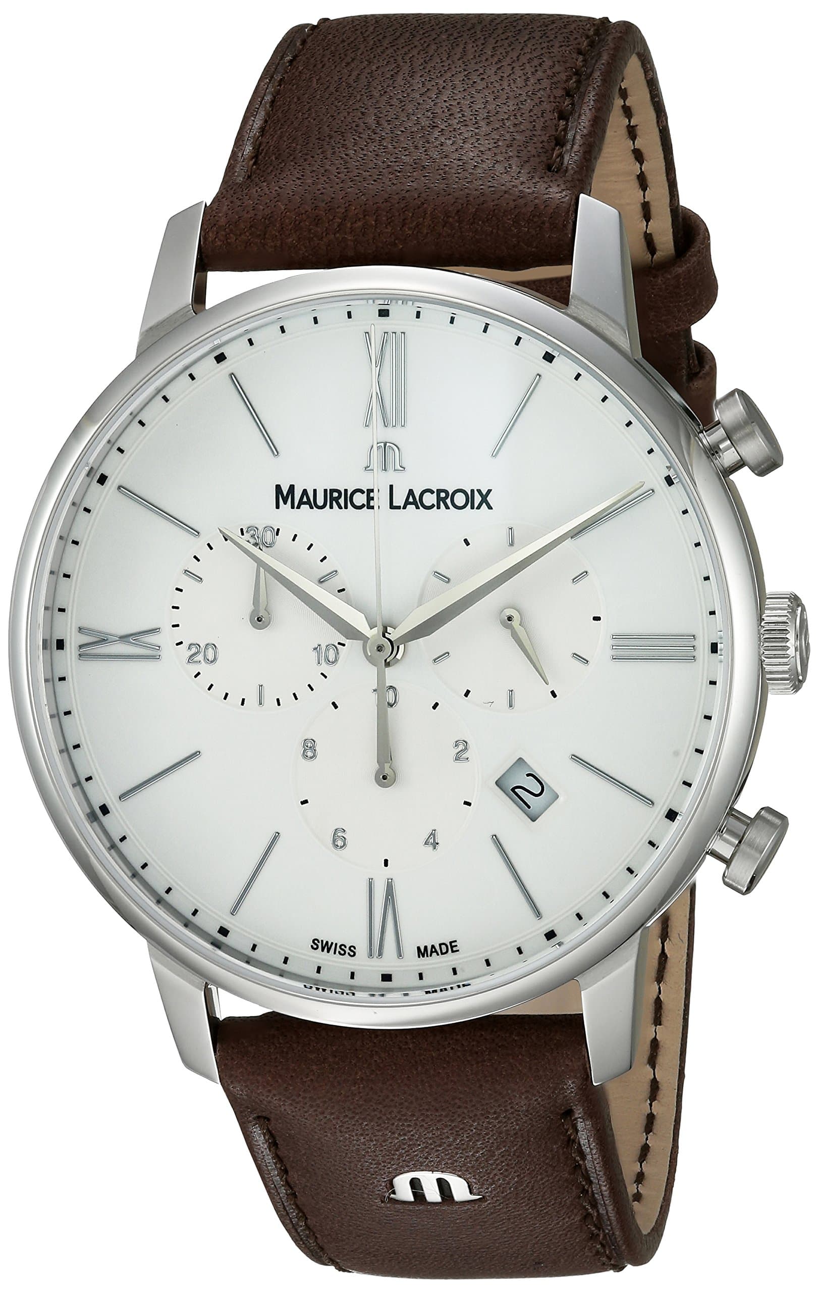 Maurice Lacroix Men's EL1098-SS001-112-1 Eliros Analog Display Swiss Quartz Brown Watch, Brown, Quartz Watch,Chronograph