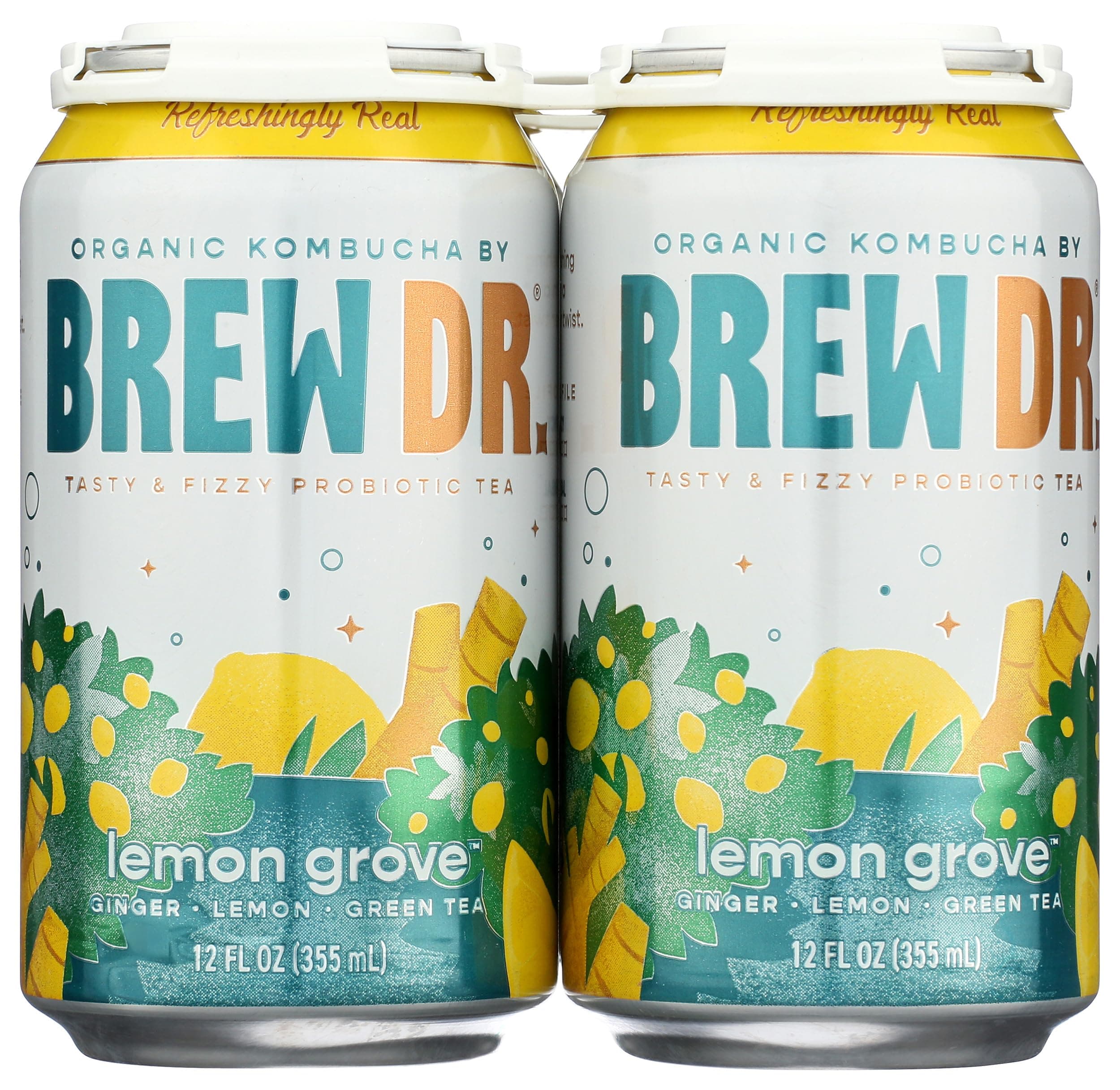 BREW DR Organic Ginger Lemon Kombucha 4pk, 12 FZ