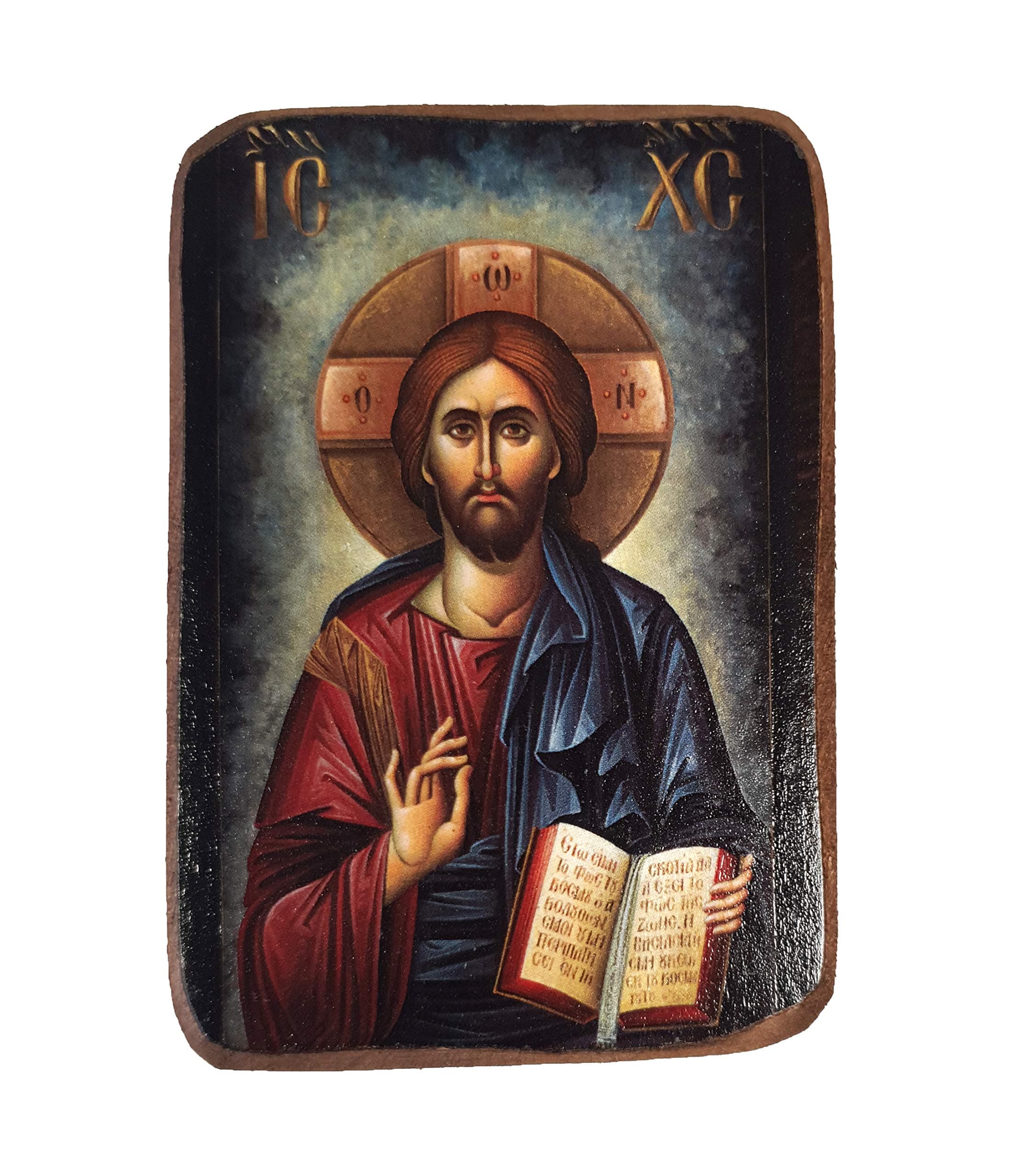 Iconsgr Wooden Greek Christian Orthodox Wood Icon of Jesus Christ / A02