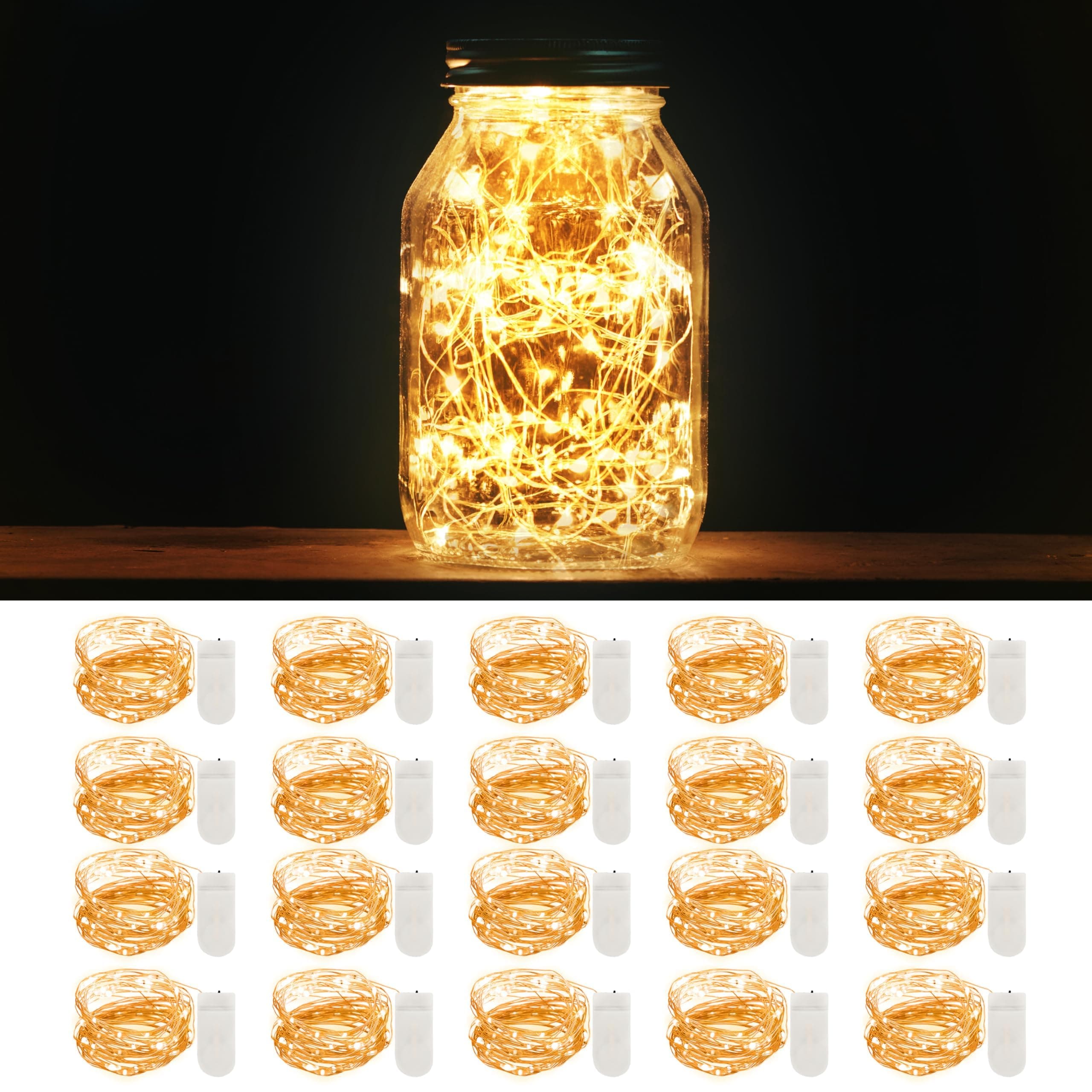 20 Pack 3.3ft 20 LED Fairy Lights Battery Operated - Warm White