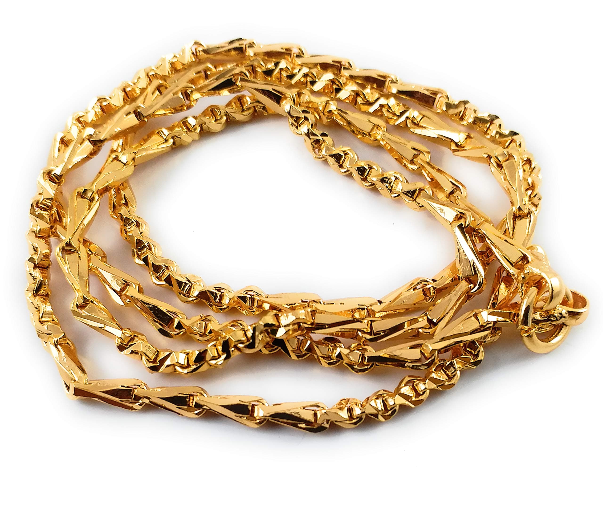 AFJ GOLD 1 Gram Micro Gold Plated Traditional Designer Fashion Jewellery Chain for Women & Girls