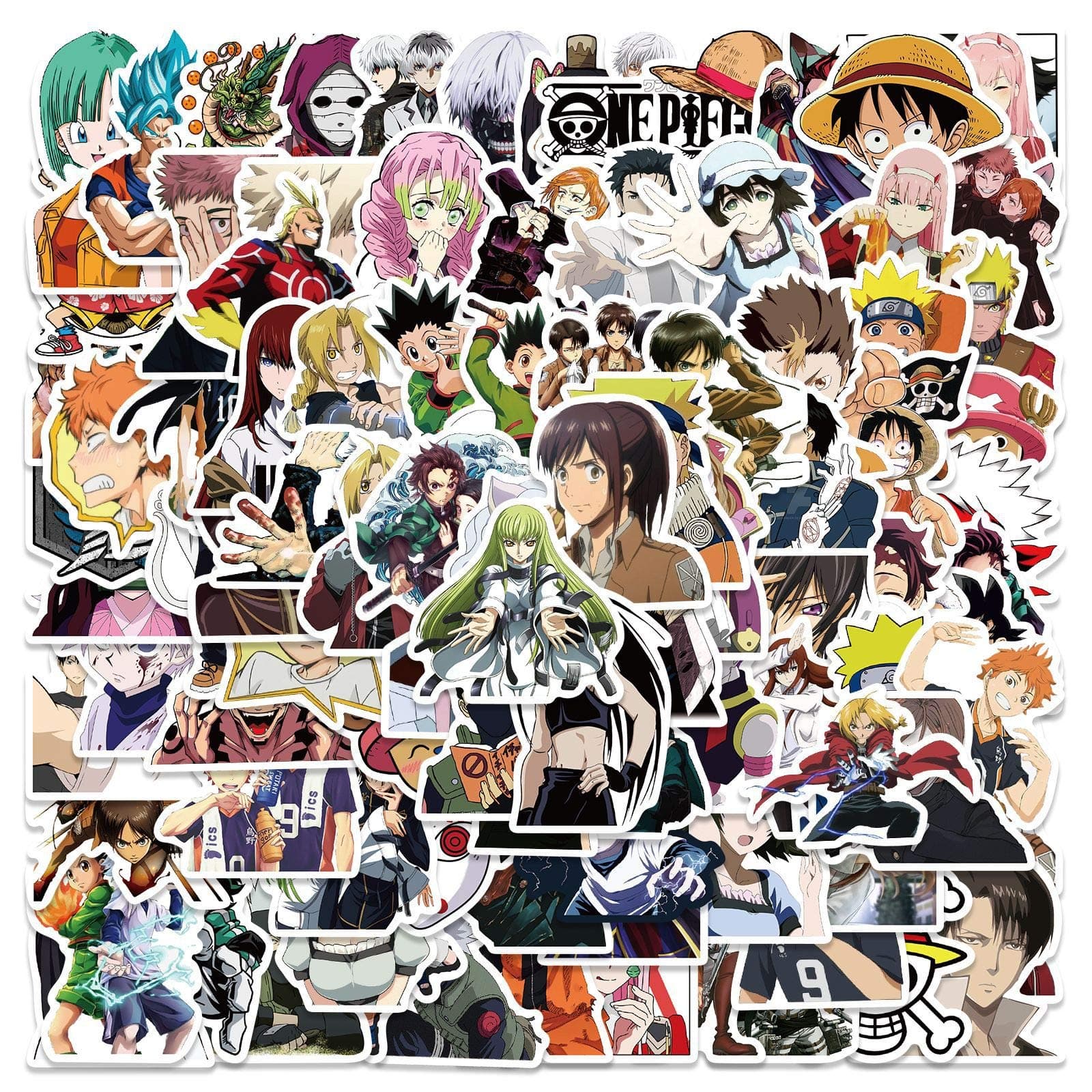 100Pcs for Various Anime Characters Stickers Water Bottles Laptop Phone Skateboard Scrapbooking Journals Car Japanese Manga Stickers Vinyl Waterproof Stickers Pack for Teens Kids Adults Children Boys
