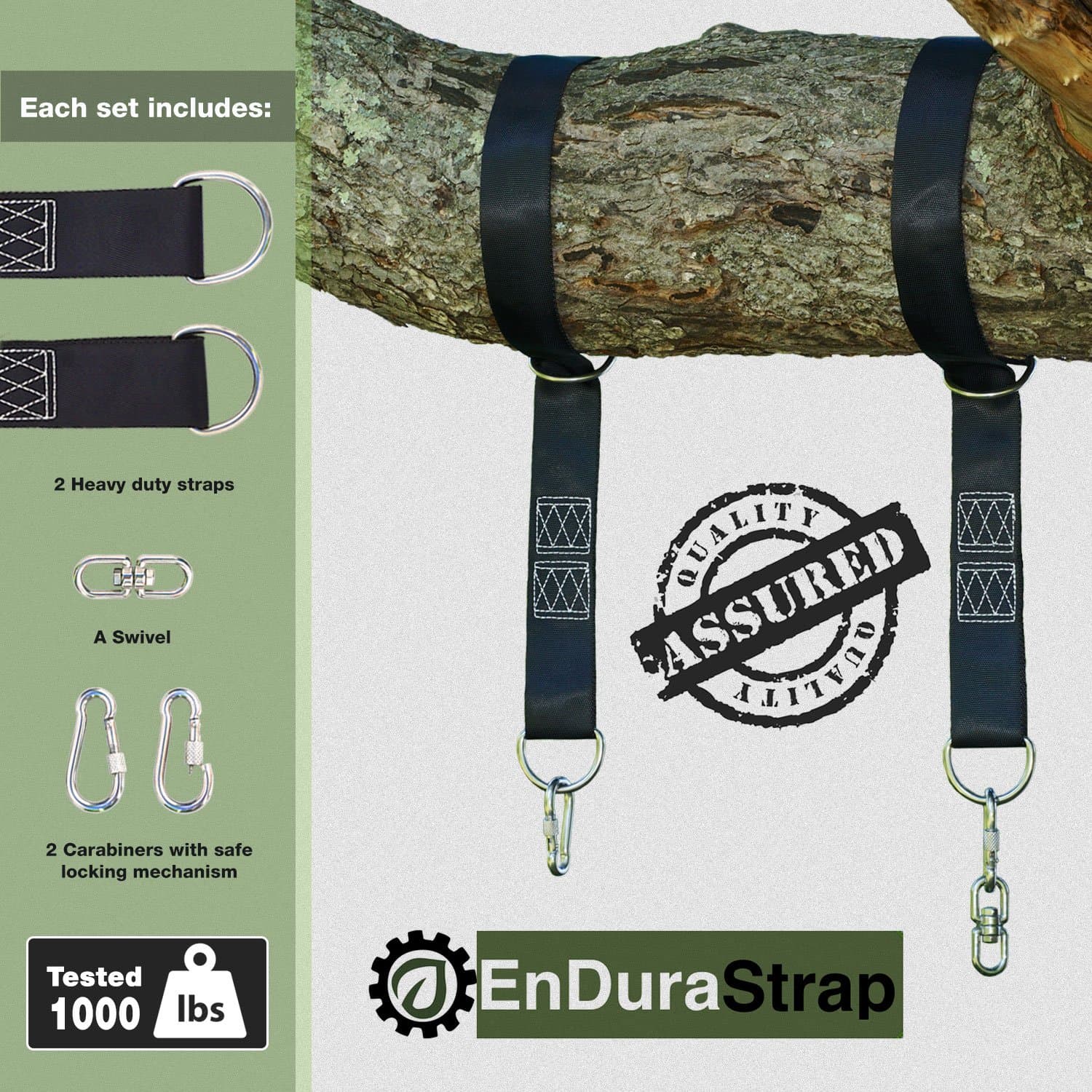 PREMIUM Swing Straps – Safe & Easy Setup - Holds over 2000lbs - 100% Weather Resistant & Durable Swing Set Accessories with Stainless Steel Hardware - Ideal for Tree Swings, Hammocks & Anything Else