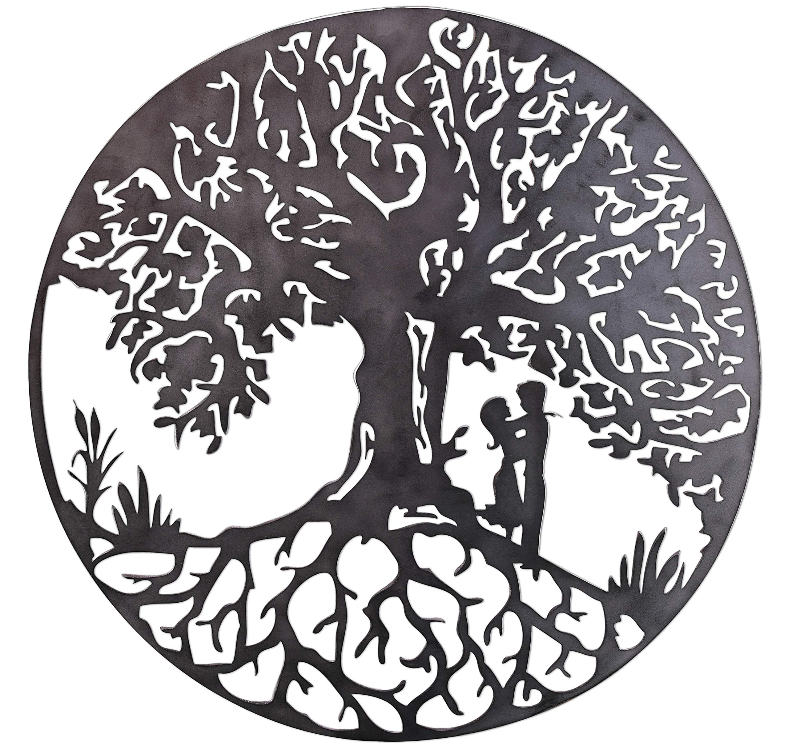 Tree of Life with couple, people solid steel metal wall art, gift, present, anniversary (50cm)