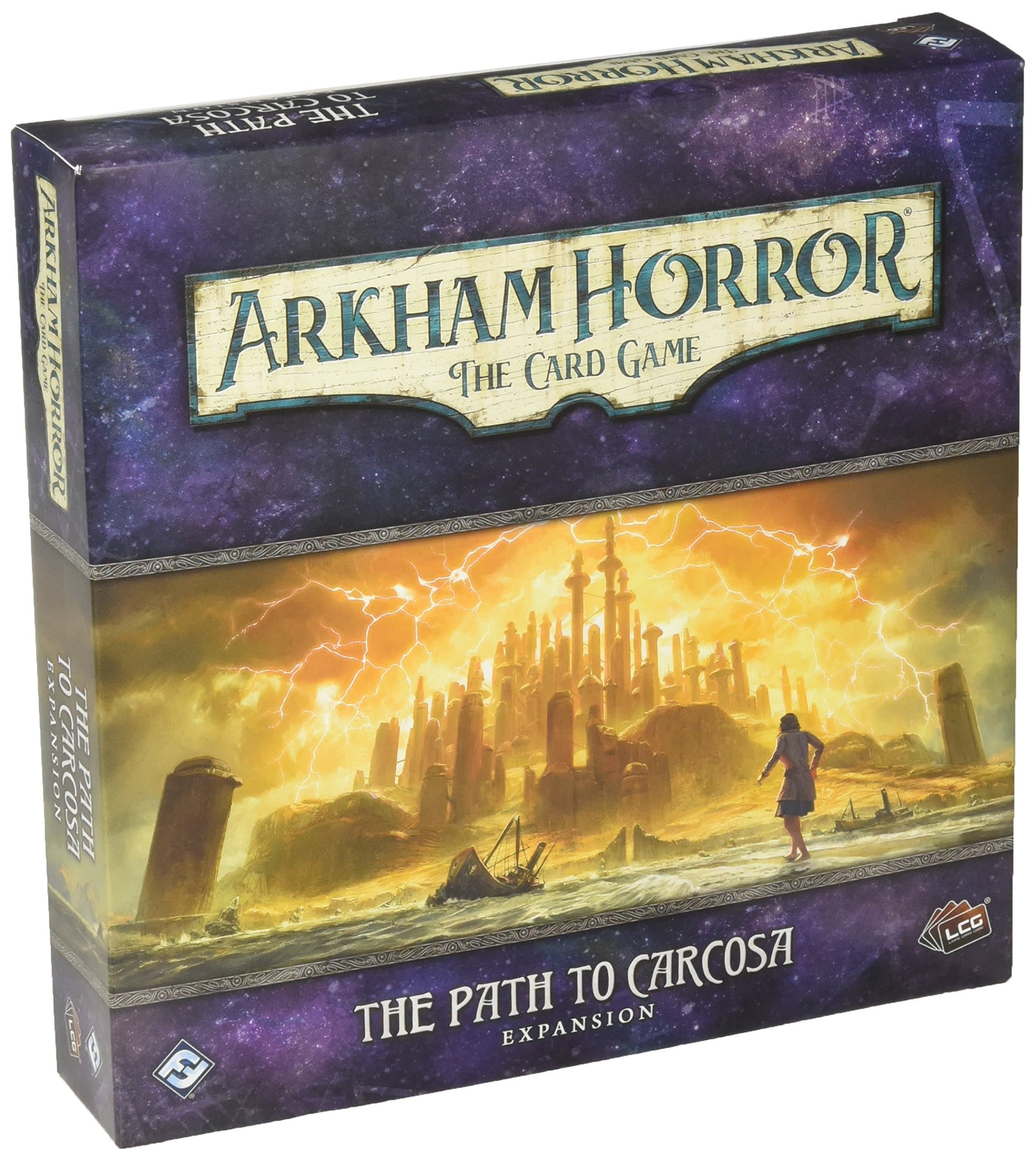 Fantasy Flight Games Arkham Horror The Card Game Path to Carcosa Deluxe EXPANSION - Uncover Madness and Mystery! Cooperative Living Card Game, Ages 14+, 1-4 Players, 1-2 Hour Playtime