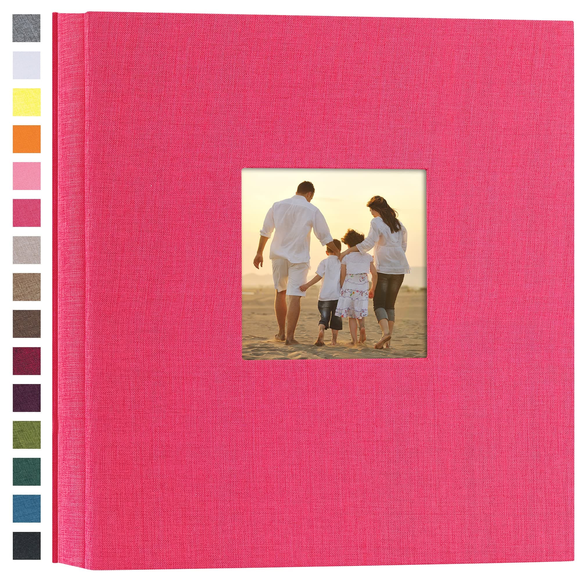 potricher Linen Hardcover Photo Album 4x6 600 Photos Large Capacity for Family Wedding Anniversary Baby Vacation (Rose Red, 600 Pockets)